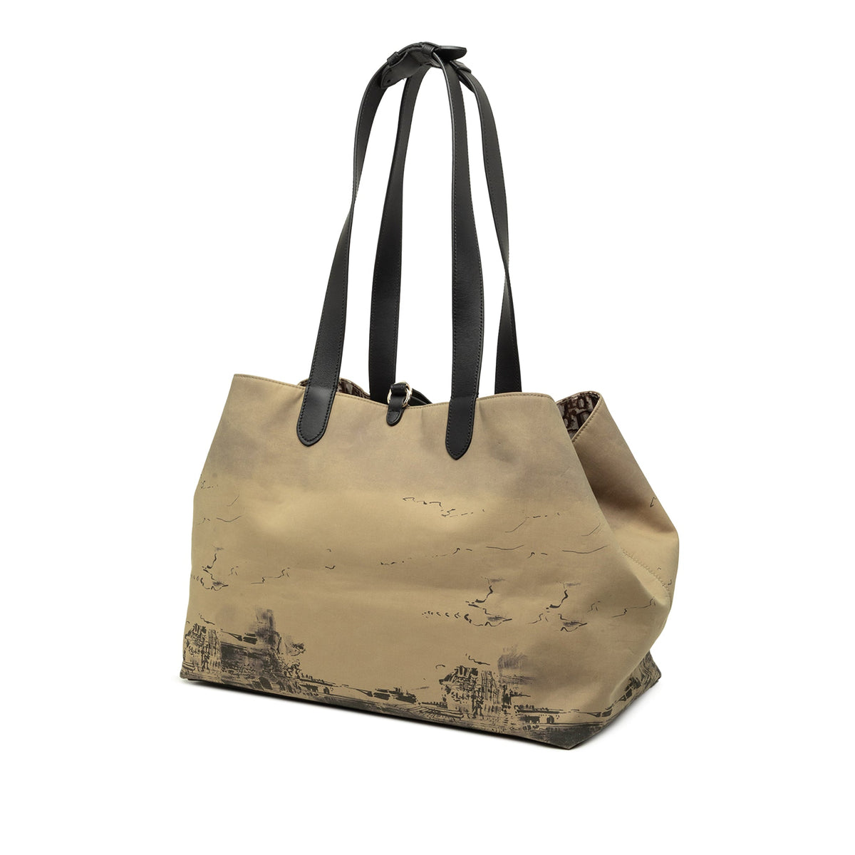 Dior Large Nylon Eiffel Tower Toujours Tote — Beige