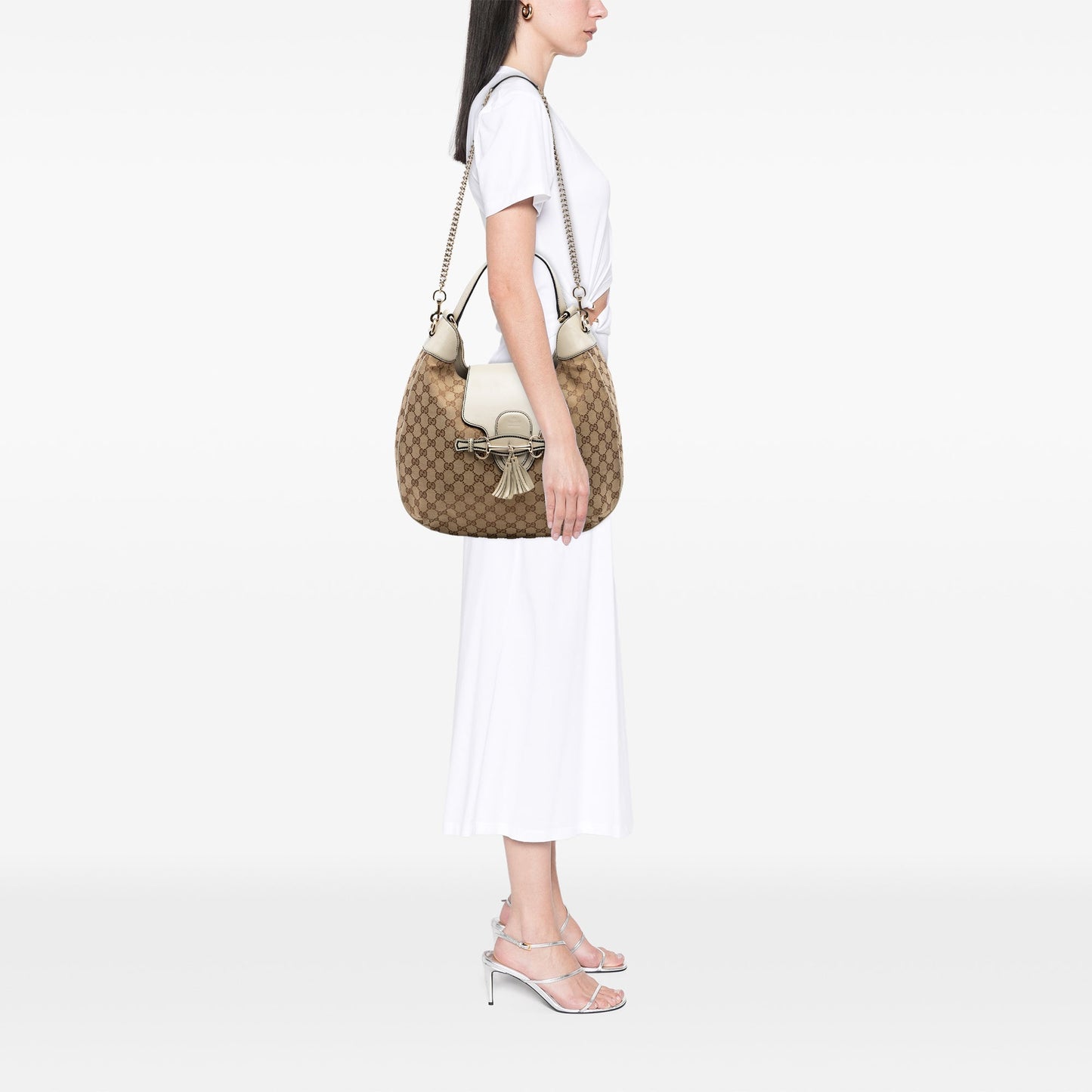 Gucci Medium GG Canvas Emily Flap Satchel