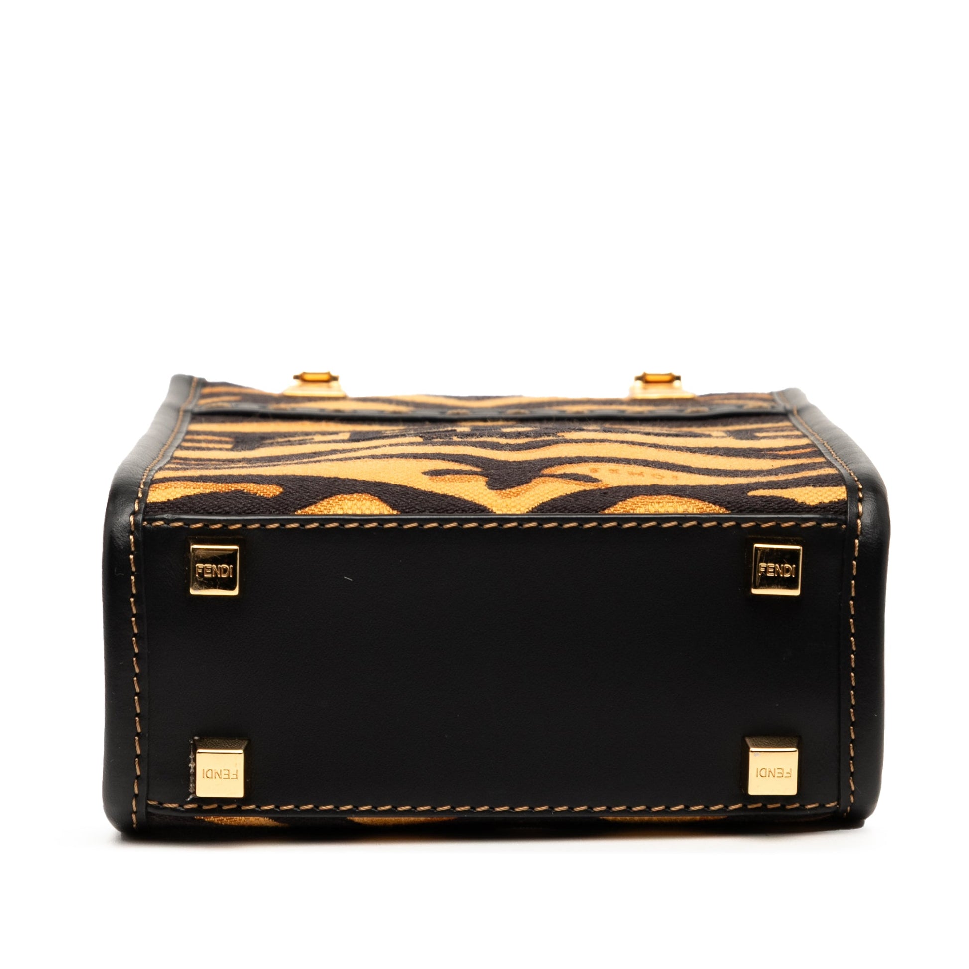 Fendi Mini Embroidered Canvas Tiger Print Sunshine Shopper Tote