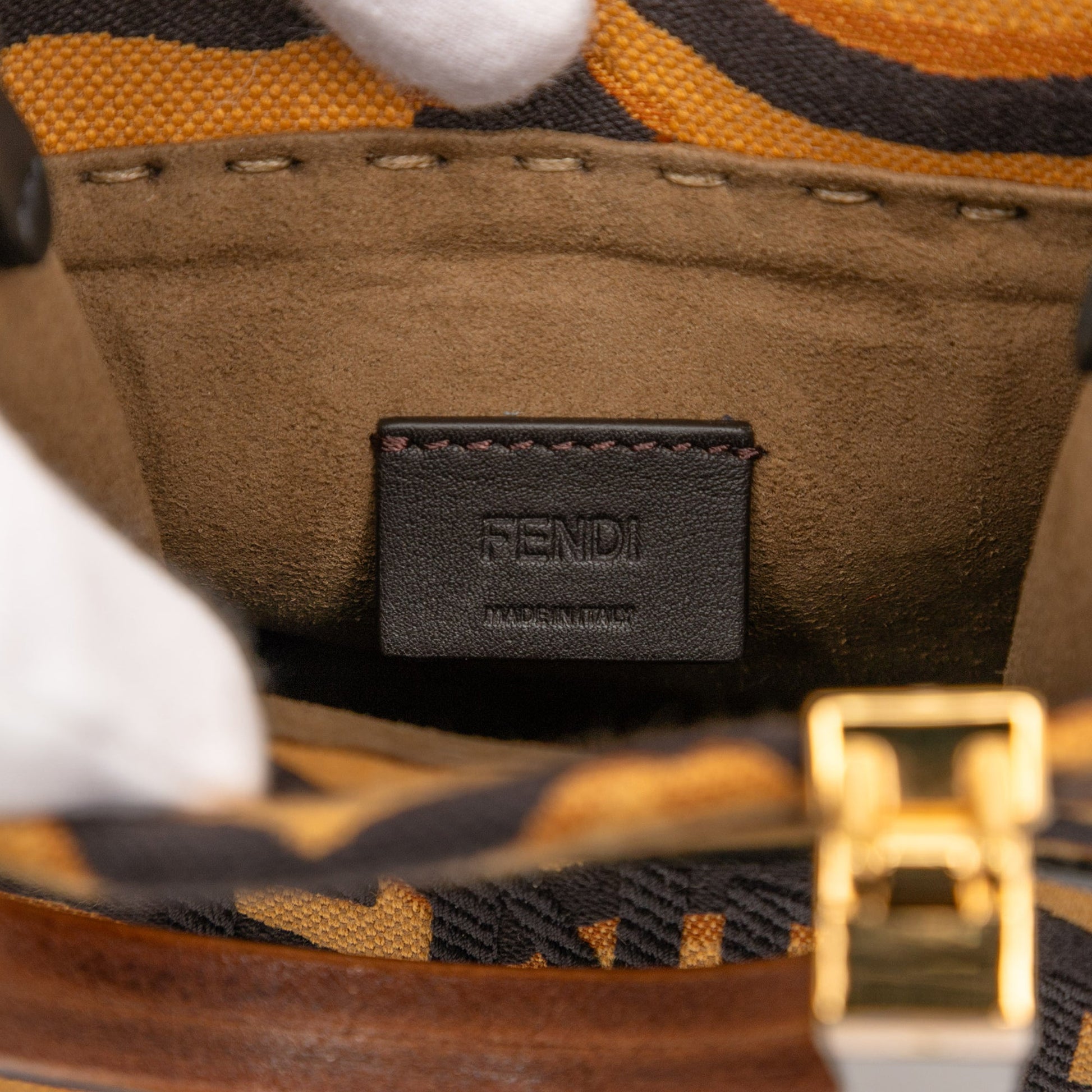 Fendi Mini Embroidered Canvas Tiger Print Sunshine Shopper Tote