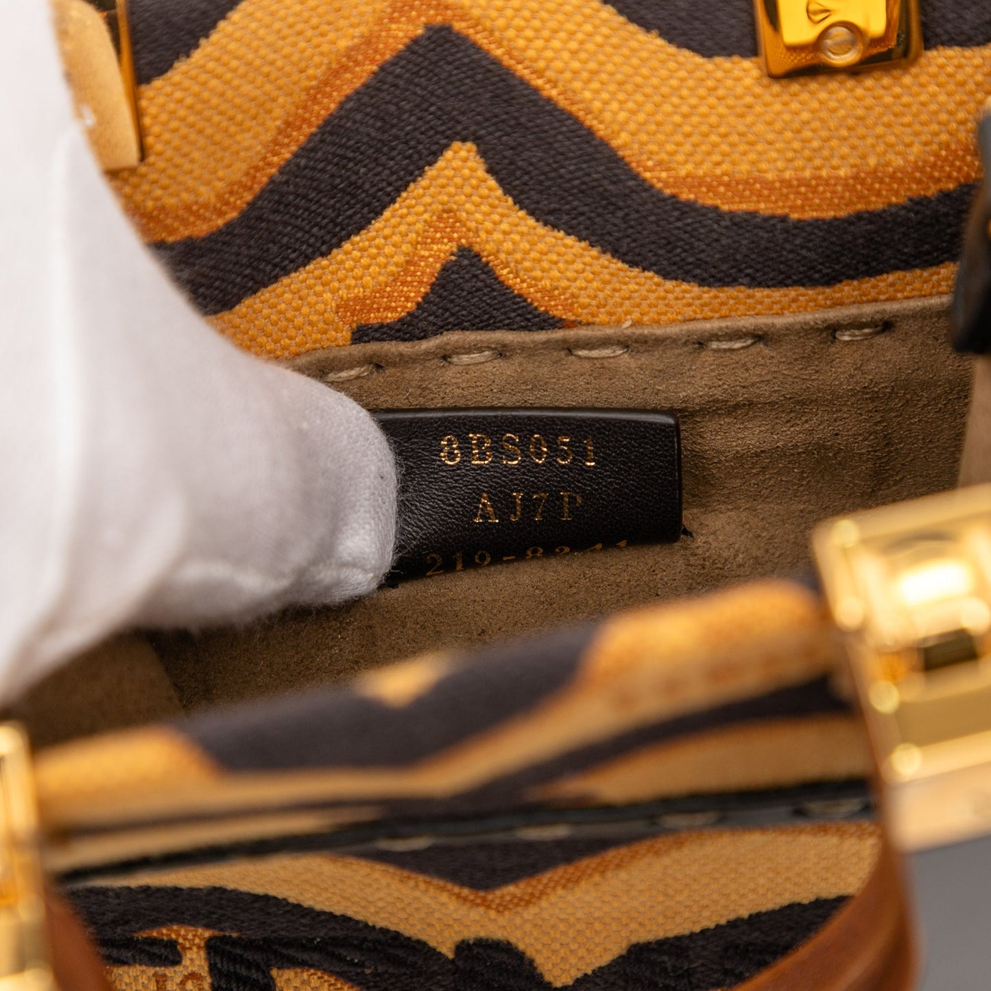 Fendi Mini Embroidered Canvas Tiger Print Sunshine Shopper Tote
