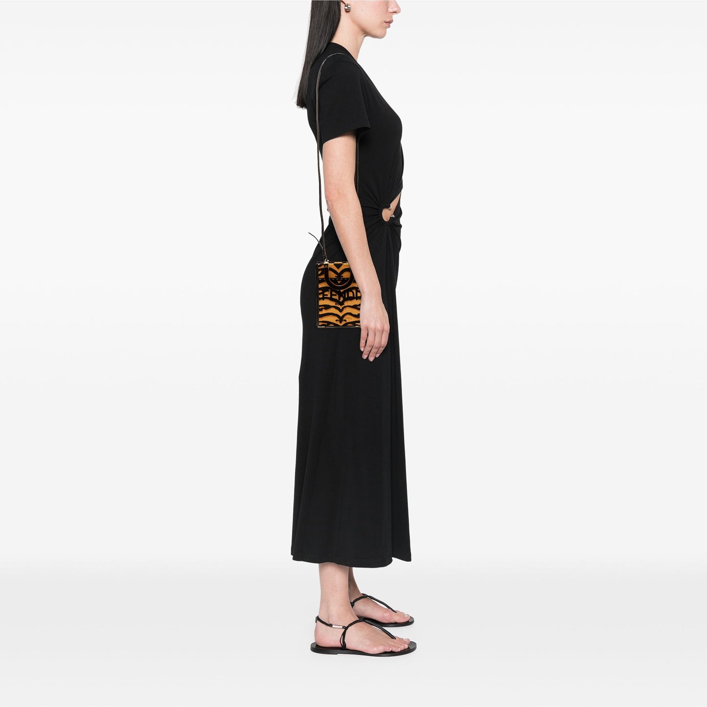 Fendi Mini Embroidered Canvas Tiger Print Sunshine Shopper Tote