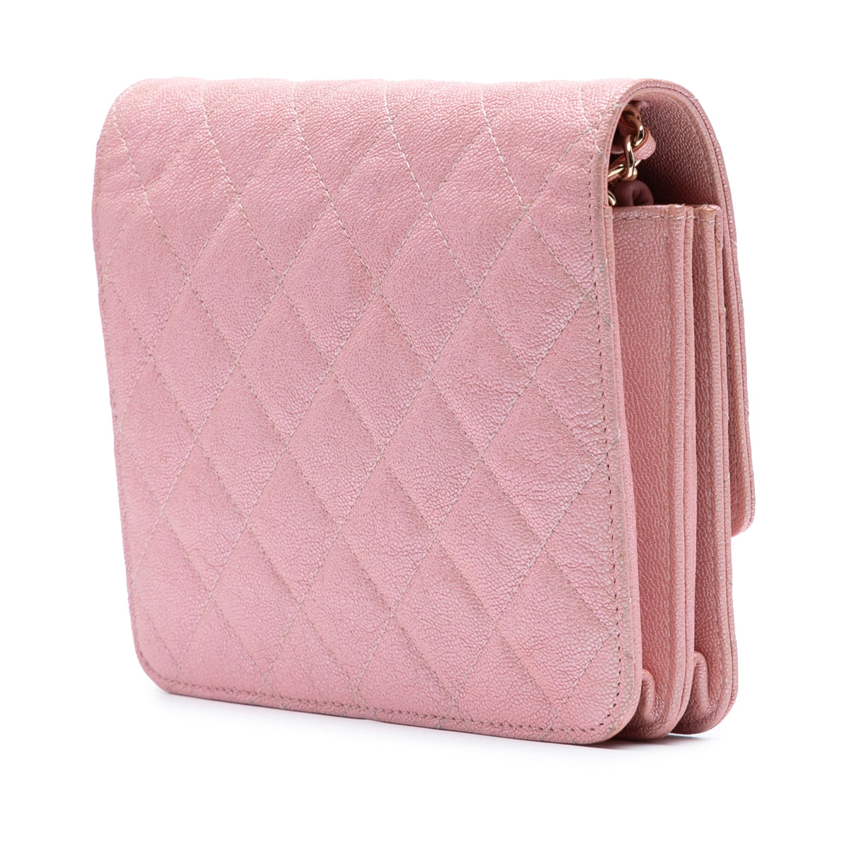 Chanel CC Square Quilted Iridescent Caviar Wallet on Chain
