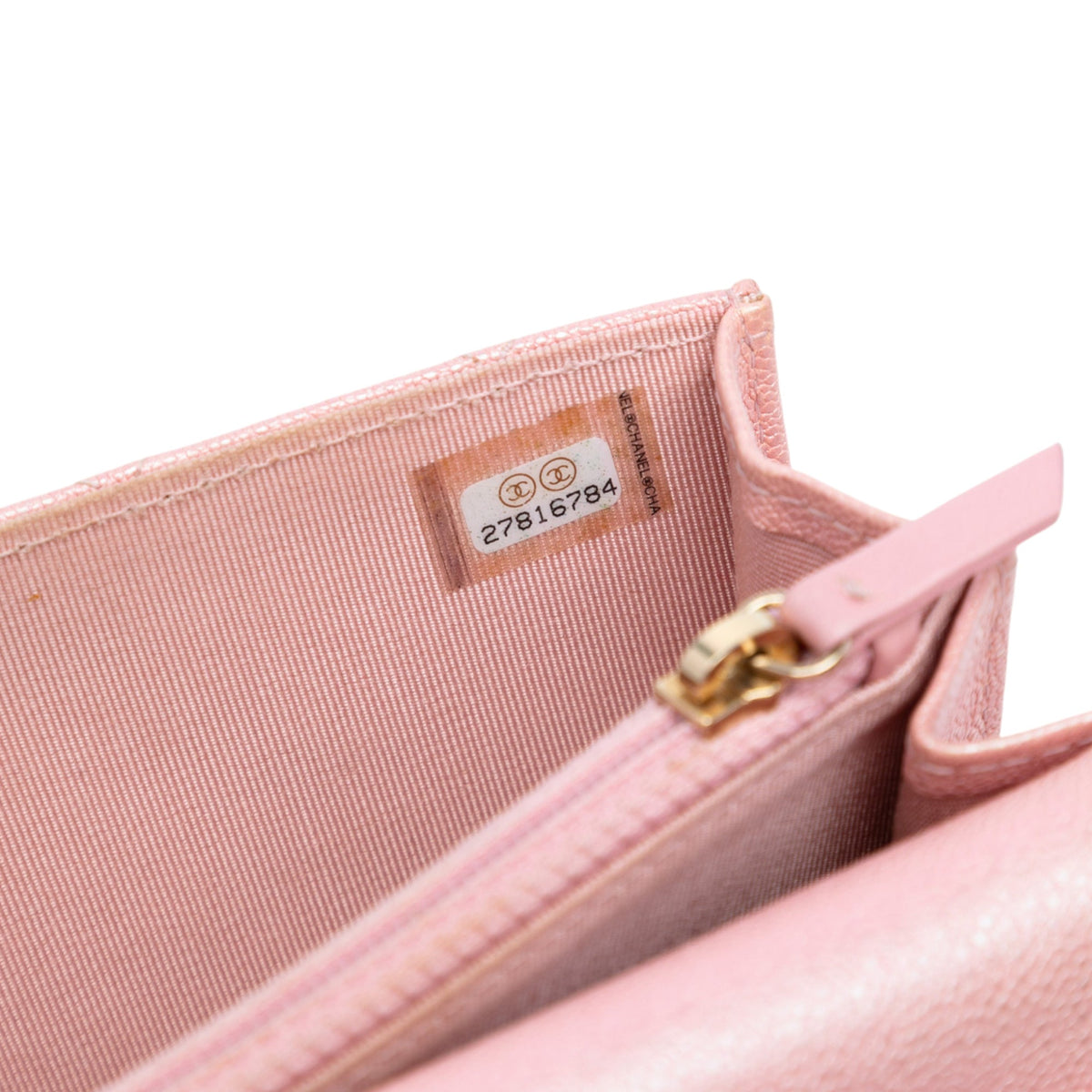 Chanel CC Square Quilted Iridescent Caviar Wallet on Chain