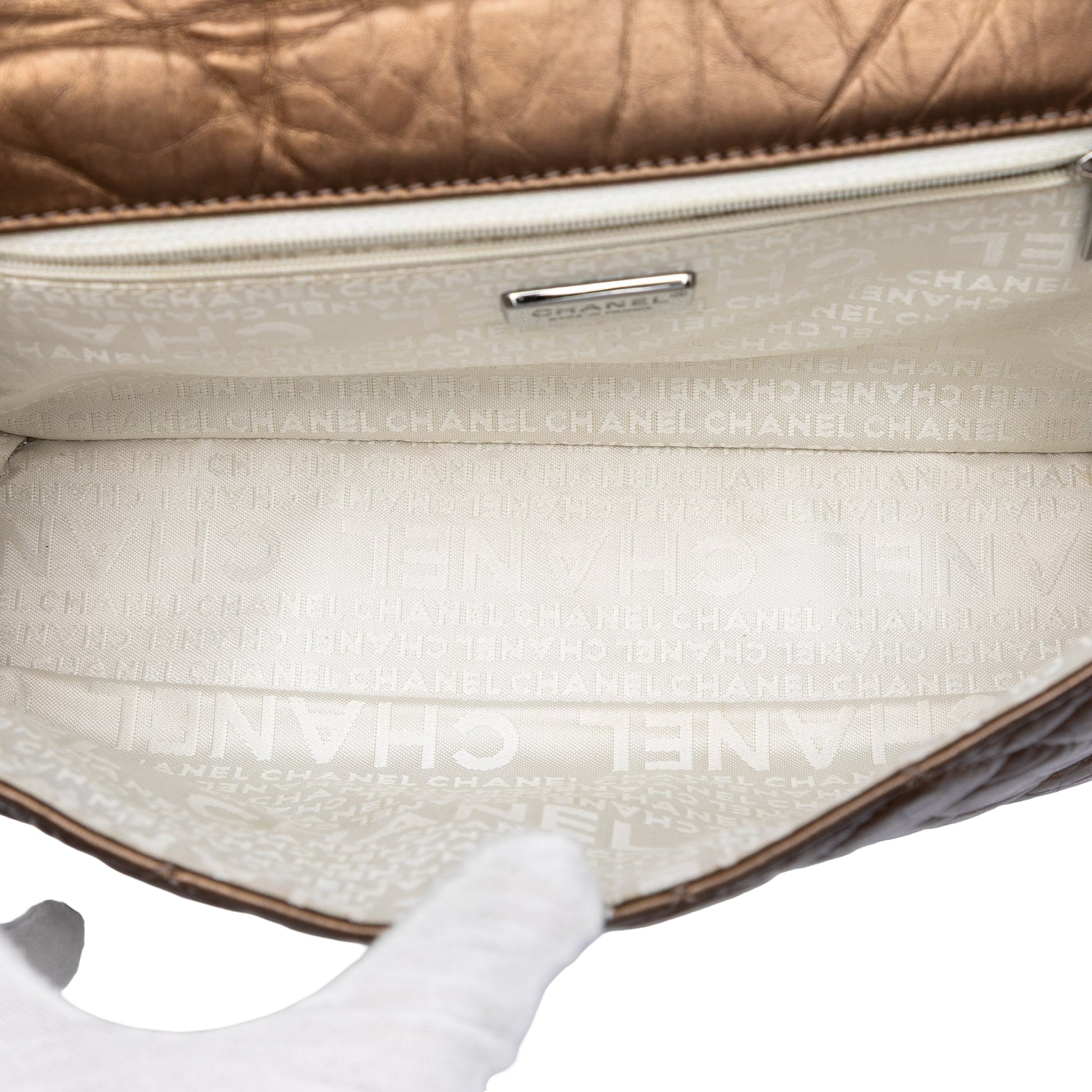 Chanel Quilted Metallic Aged Calfskin Vintage Ligne Flap
