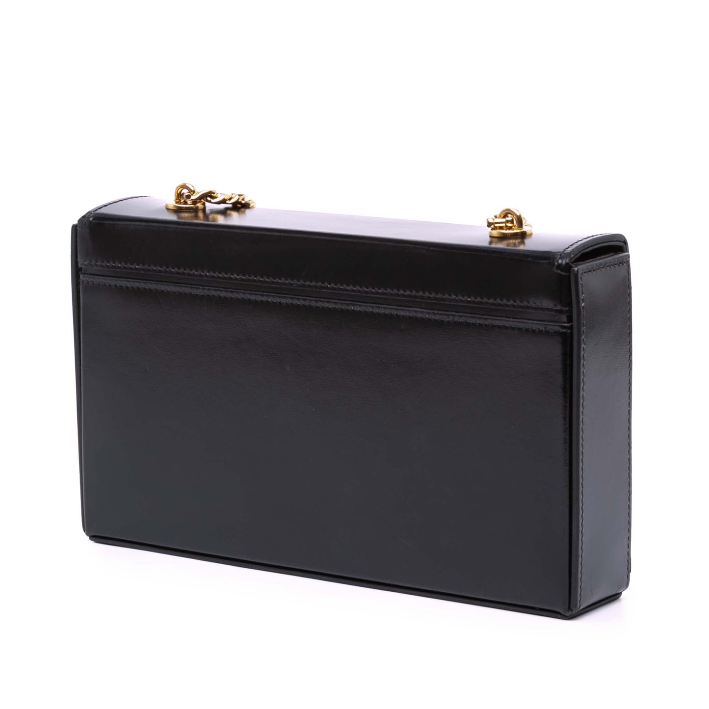 Celine Shiny Calfskin Triomphe Chain Box Shoulder Bag