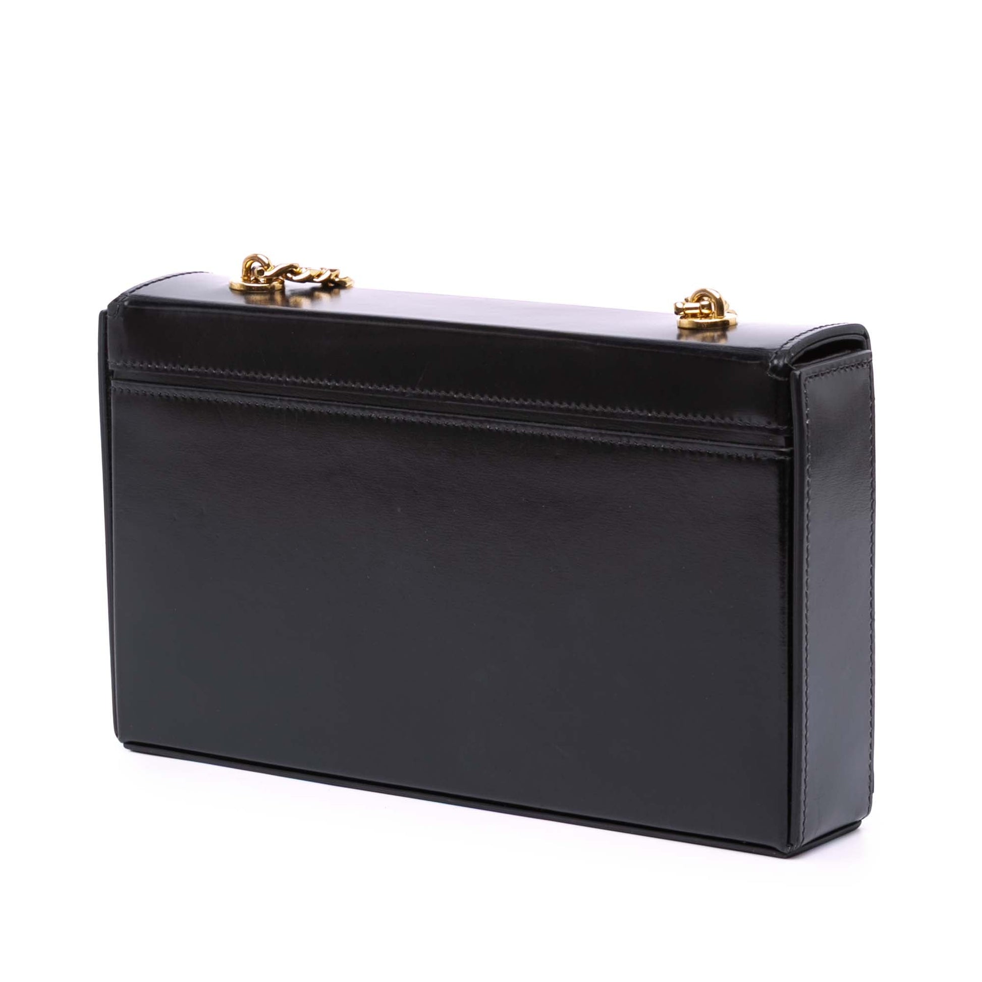 Celine Shiny Calfskin Triomphe Chain Box Shoulder Bag