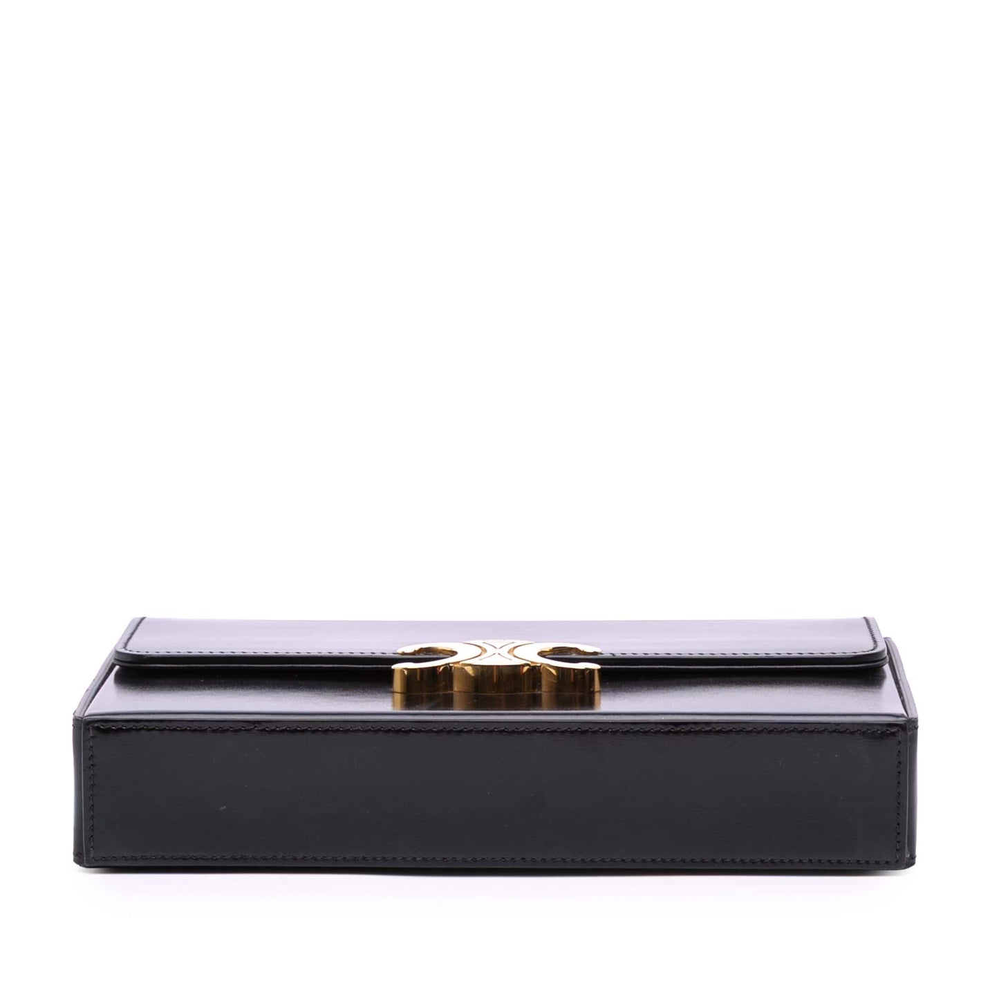 Celine Shiny Calfskin Triomphe Chain Box Shoulder Bag