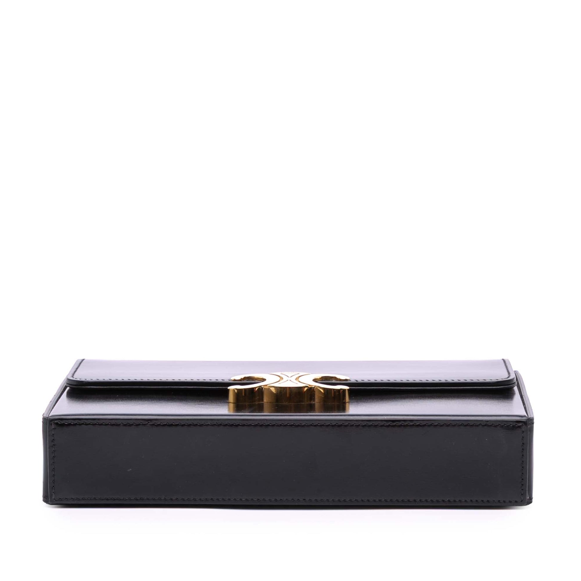 Celine Shiny Calfskin Triomphe Chain Box Shoulder Bag