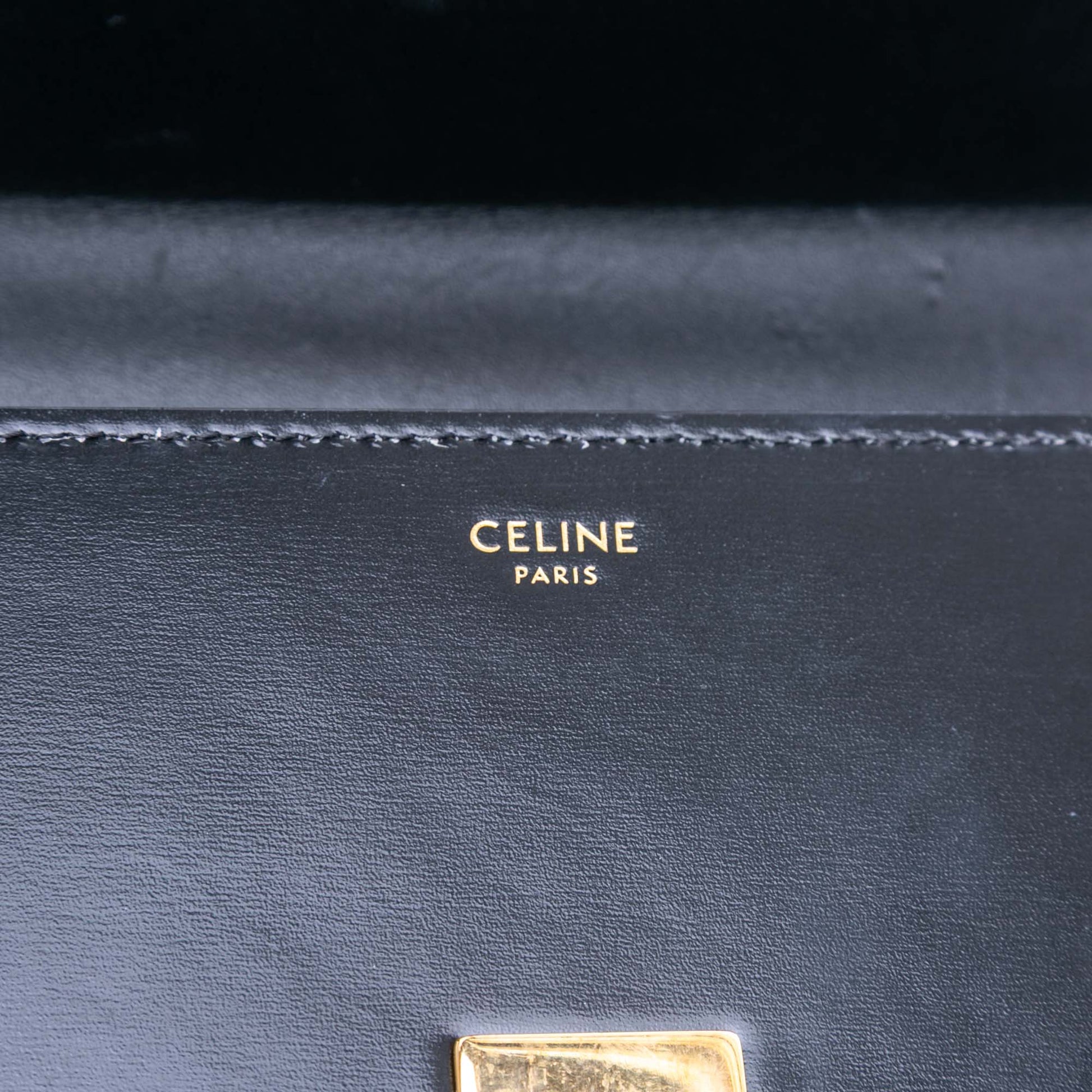 Celine Shiny Calfskin Triomphe Chain Box Shoulder Bag
