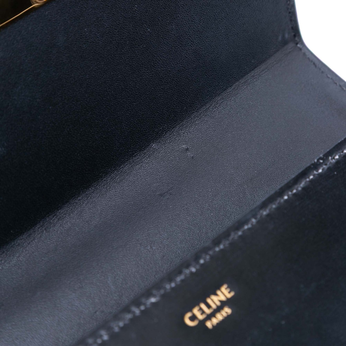 Celine Shiny Calfskin Triomphe Chain Box Shoulder Bag