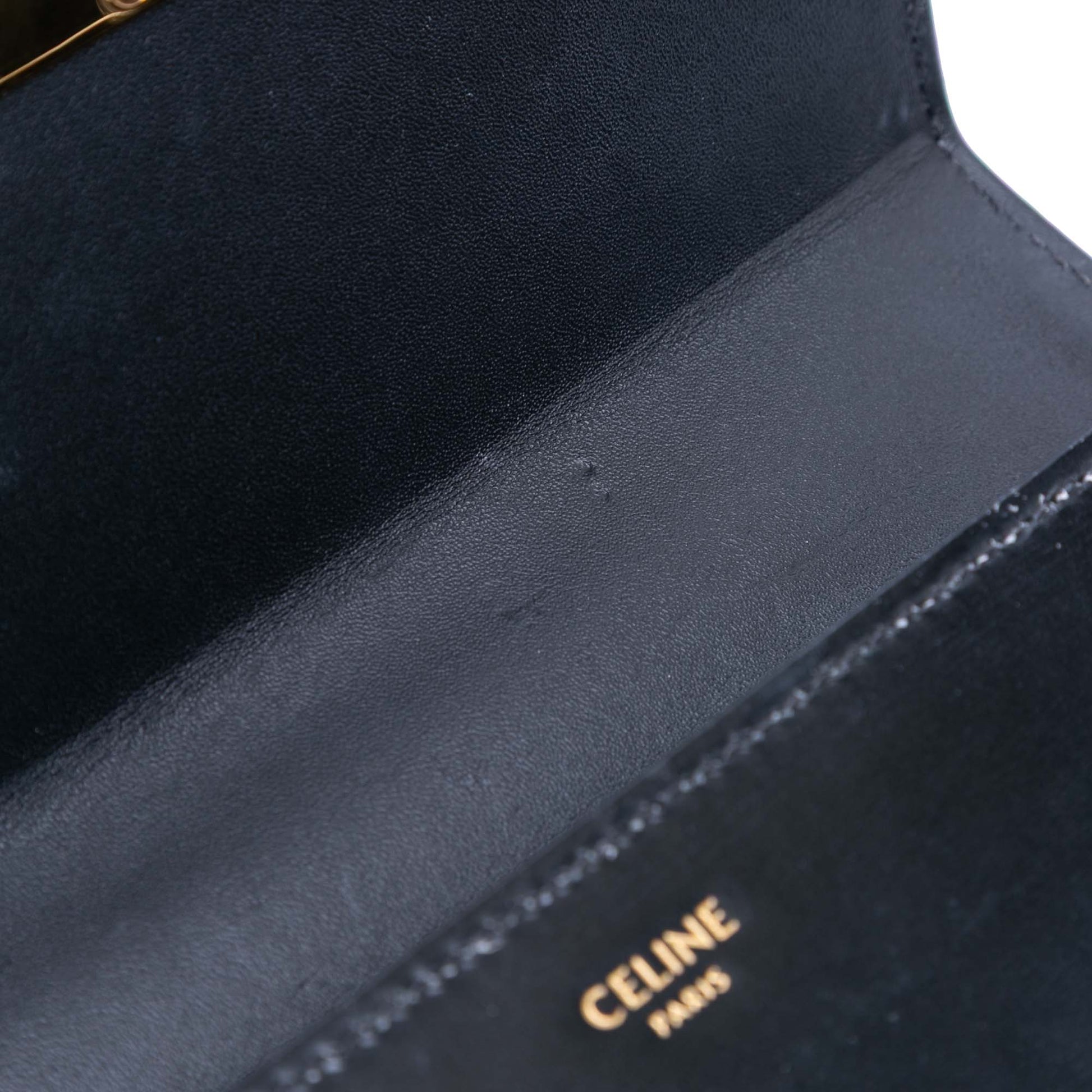 Celine Shiny Calfskin Triomphe Chain Box Shoulder Bag