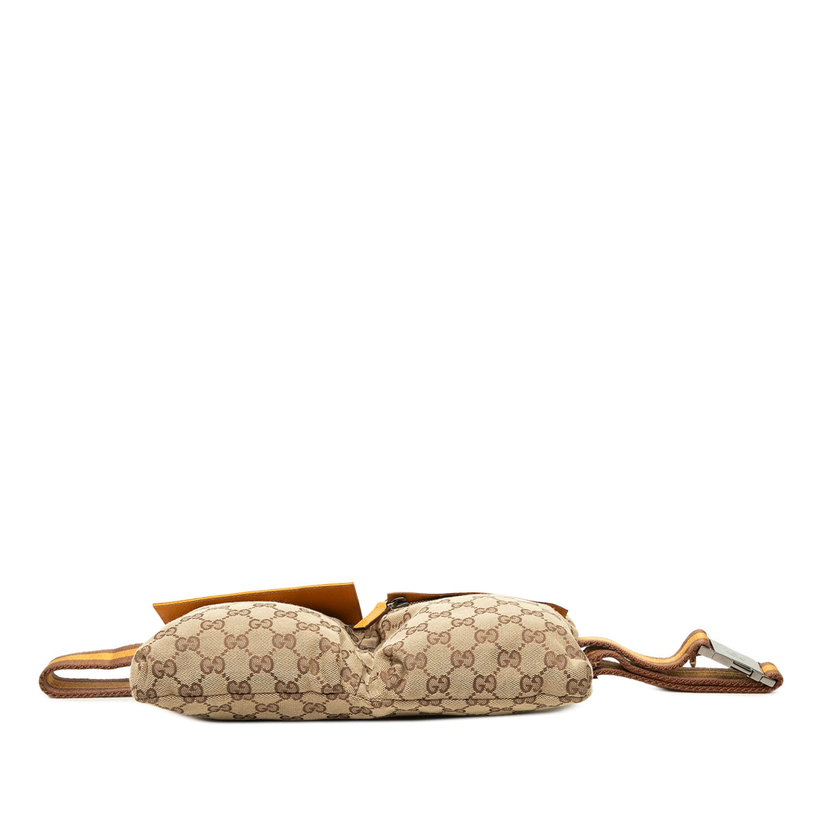 Gucci GG Canvas Web Double Pocket Belt Bag — Beige