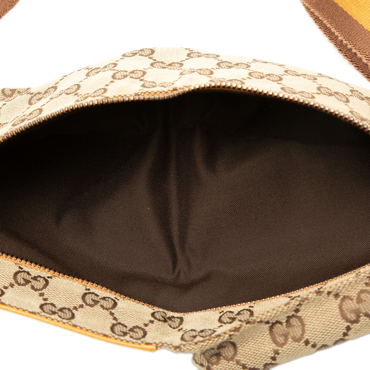 Gucci GG Canvas Web Double Pocket Belt Bag — Beige