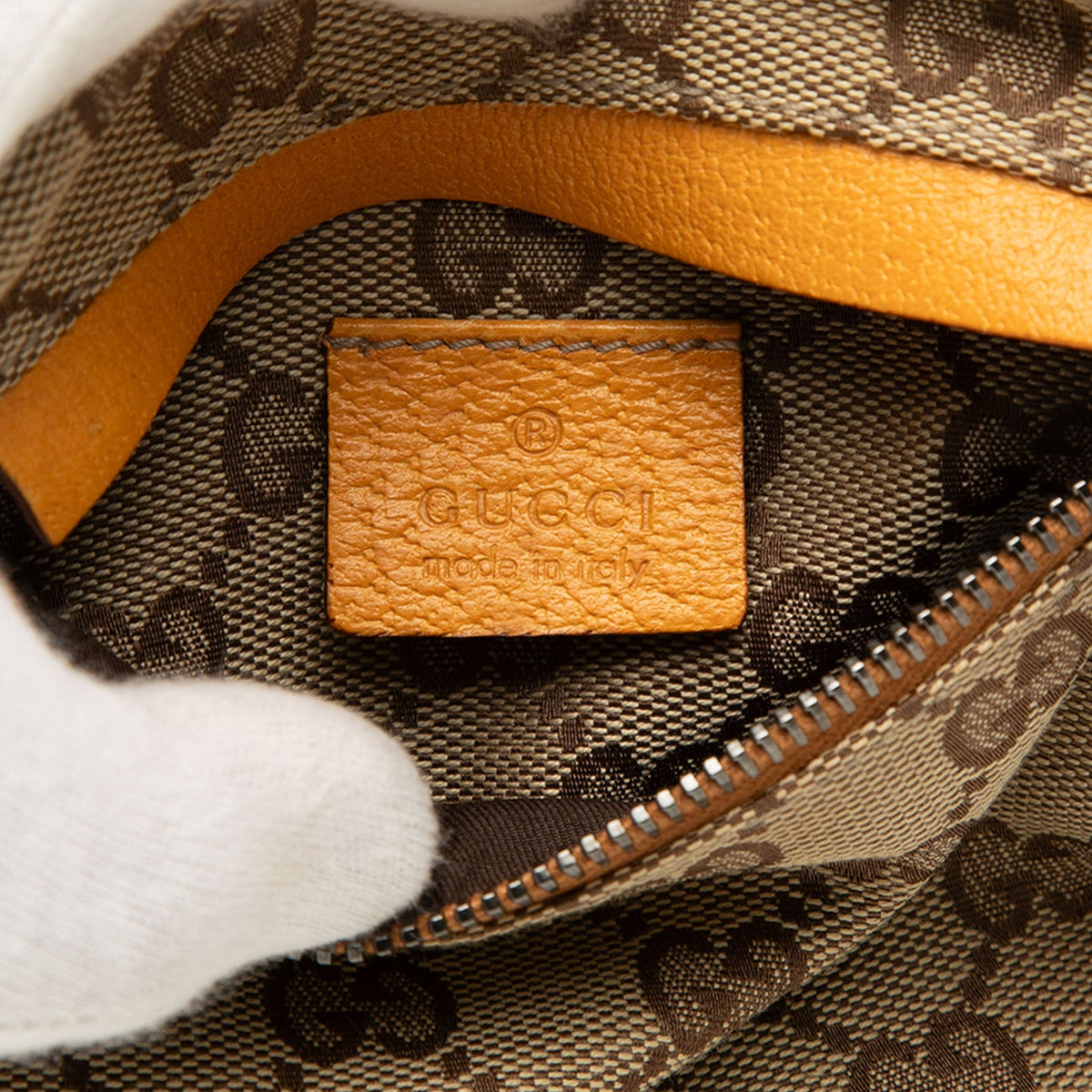 Gucci GG Canvas Web Double Pocket Belt Bag — Beige