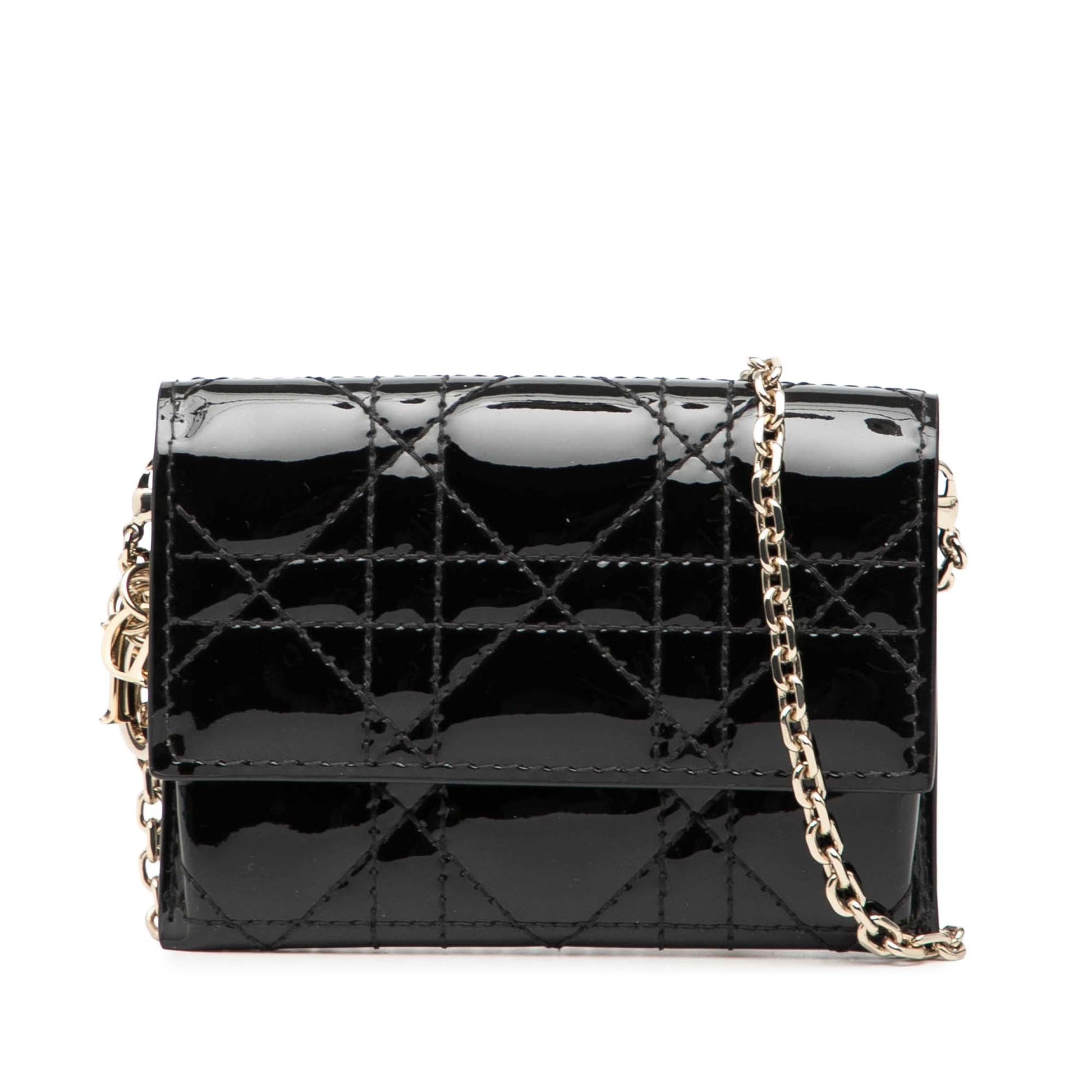 Dior Nano Patent Cannage Lady Dior Chain Convertible Belt Pouch