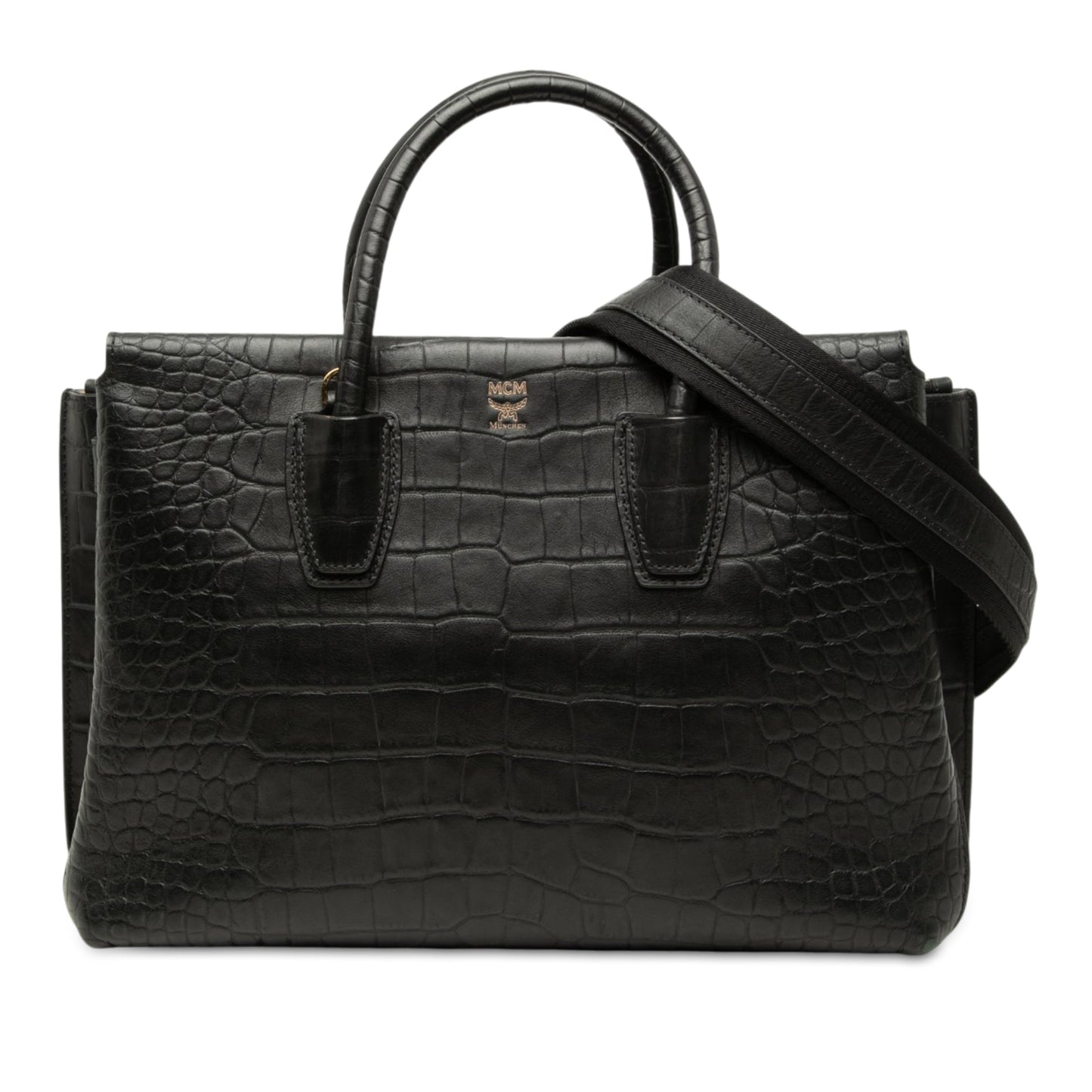 MCM Medium Crocodile Embossed Leather Milla Satchel