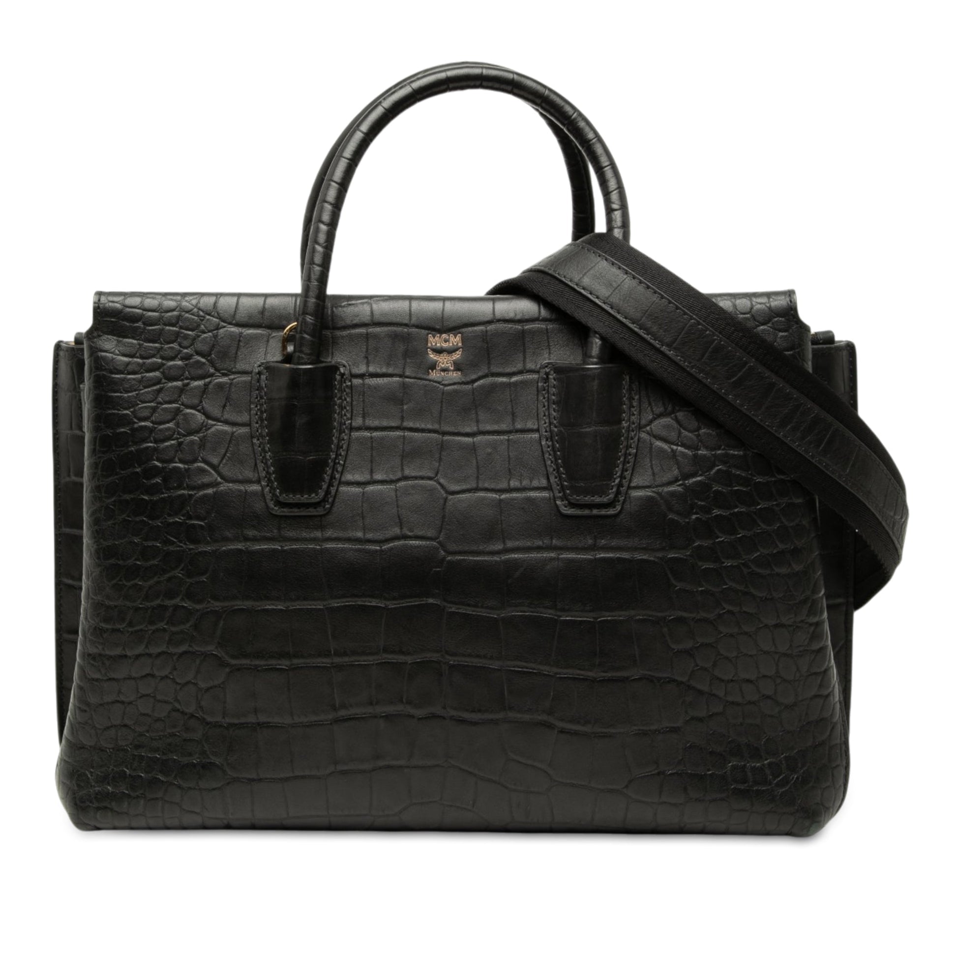 MCM Medium Crocodile Embossed Leather Milla Satchel