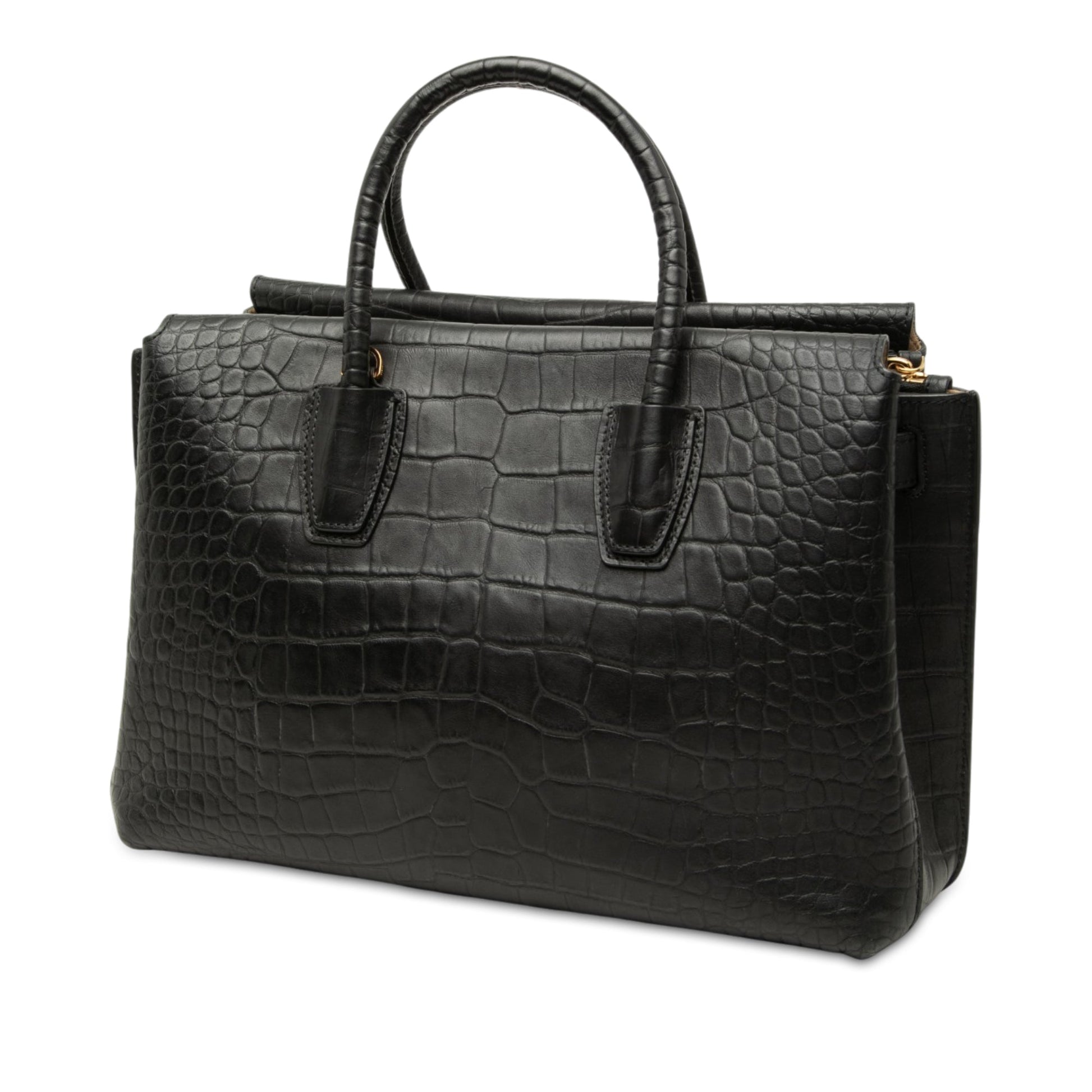 MCM Medium Crocodile Embossed Leather Milla Satchel