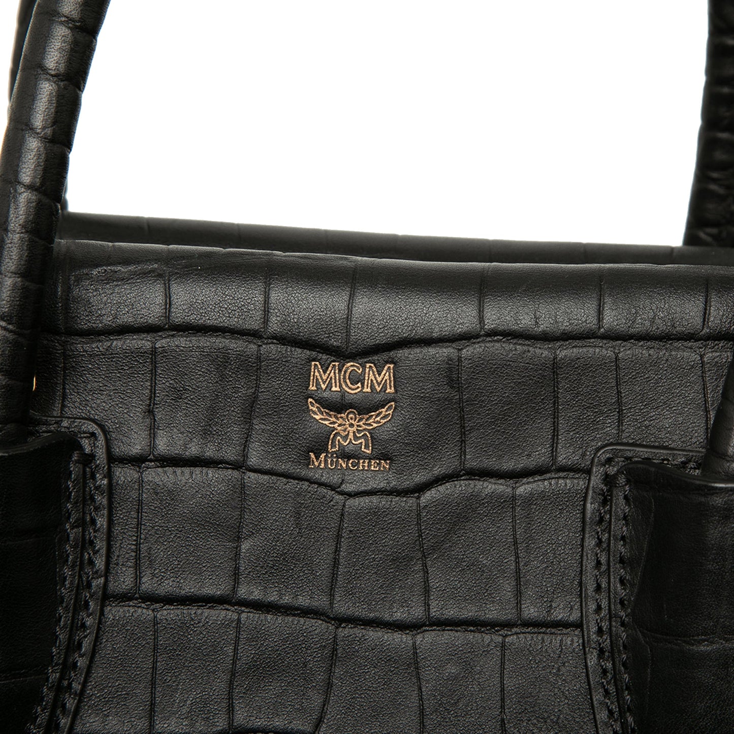MCM Medium Crocodile Embossed Leather Milla Satchel