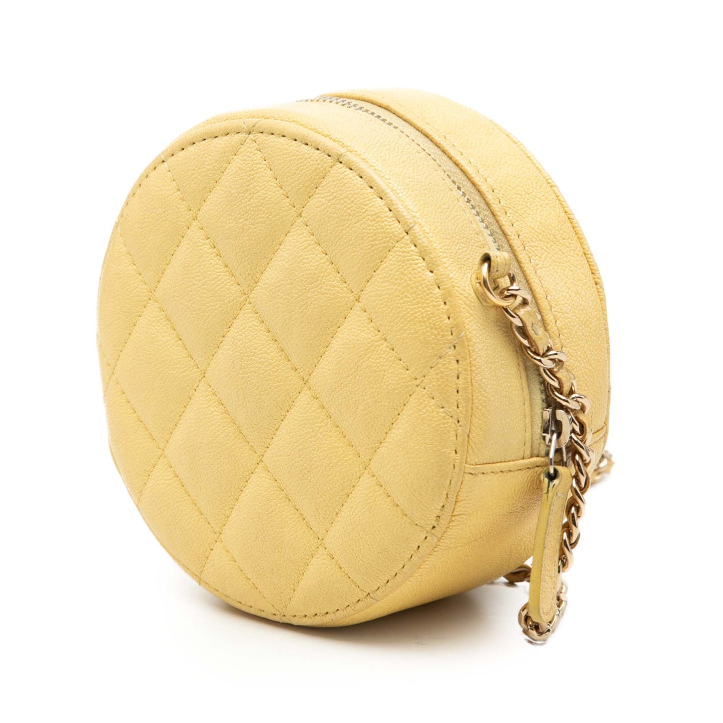 Chanel CC Quilted Caviar Round Clutch With Chain