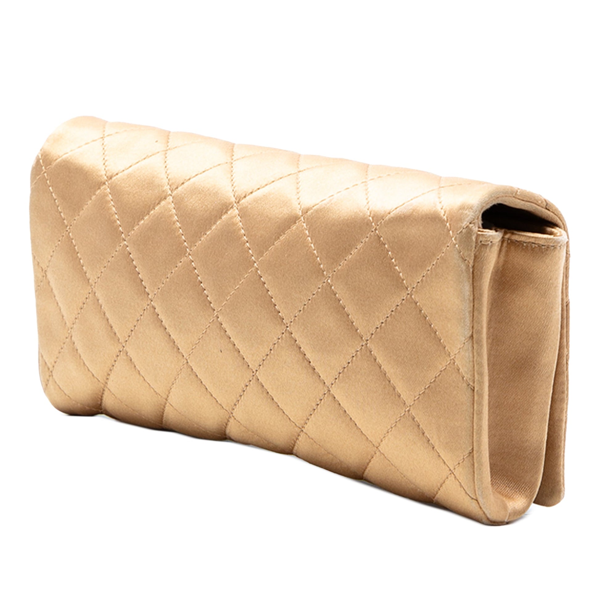 Quilted Satin Crystal Chain Clutch
