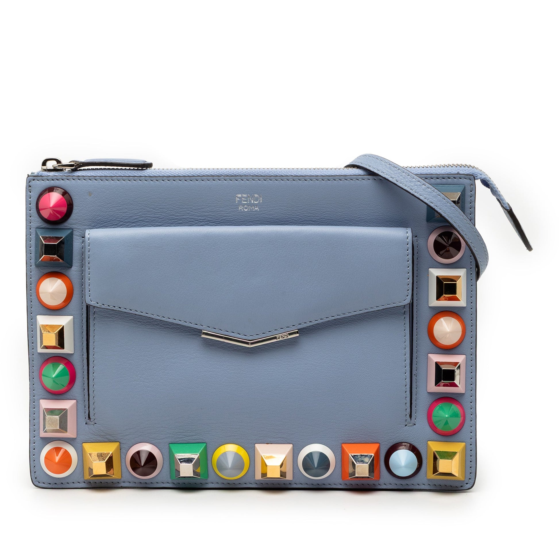 Fendi Mini 2Jours Studded Leather Vitello Dolce Crossbody