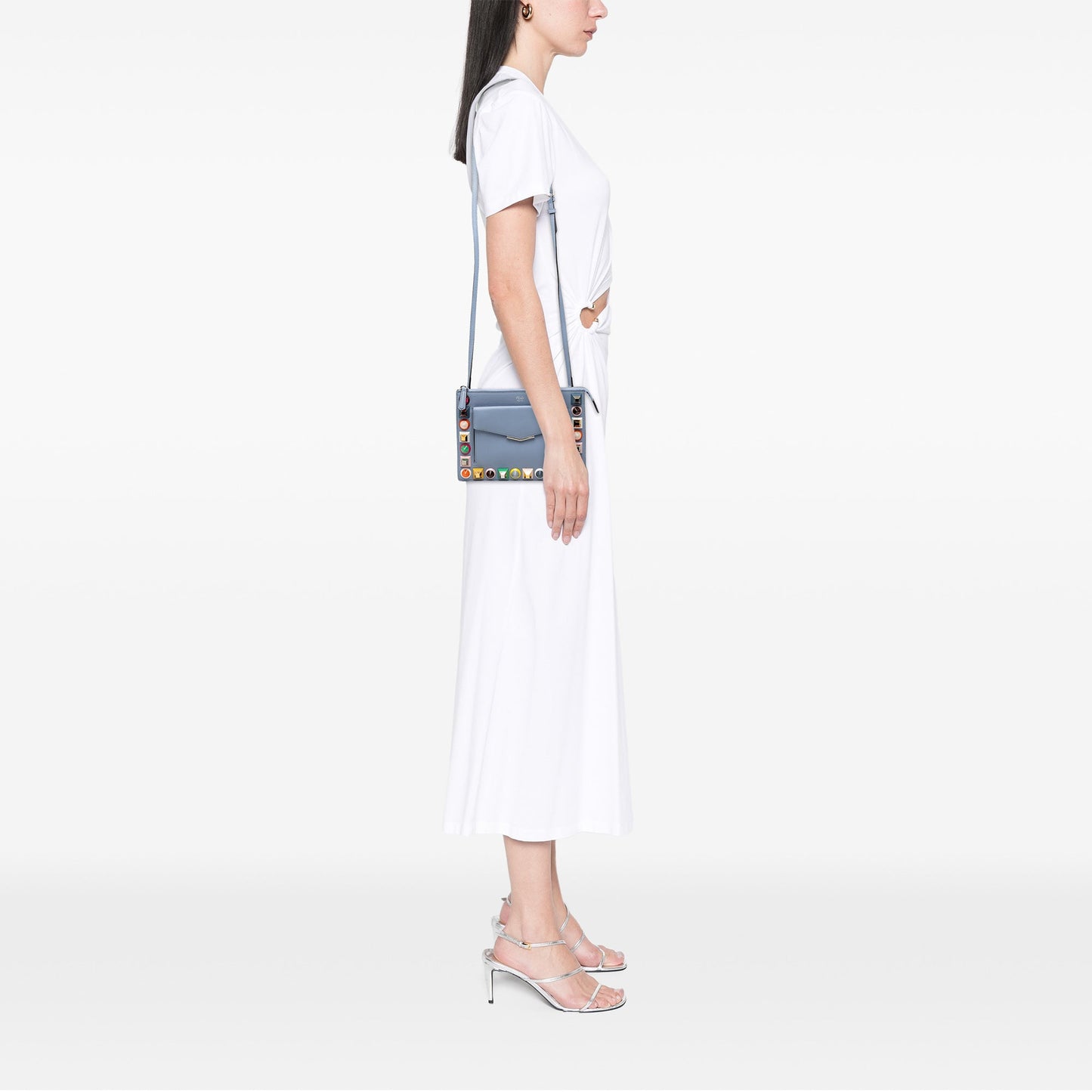 Fendi Mini 2Jours Studded Leather Vitello Dolce Crossbody