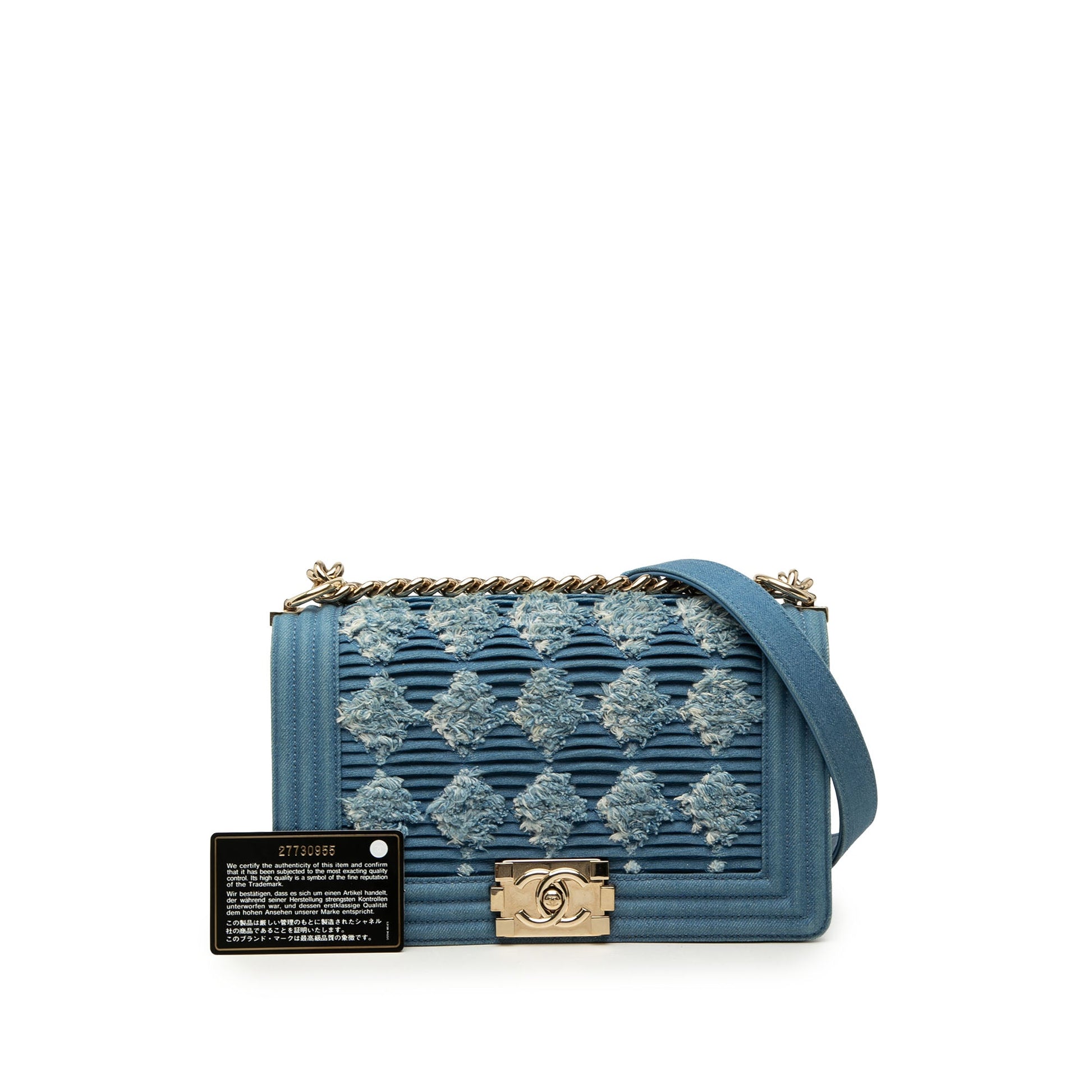Chanel Old Medium Pleated Denim Boy Flap