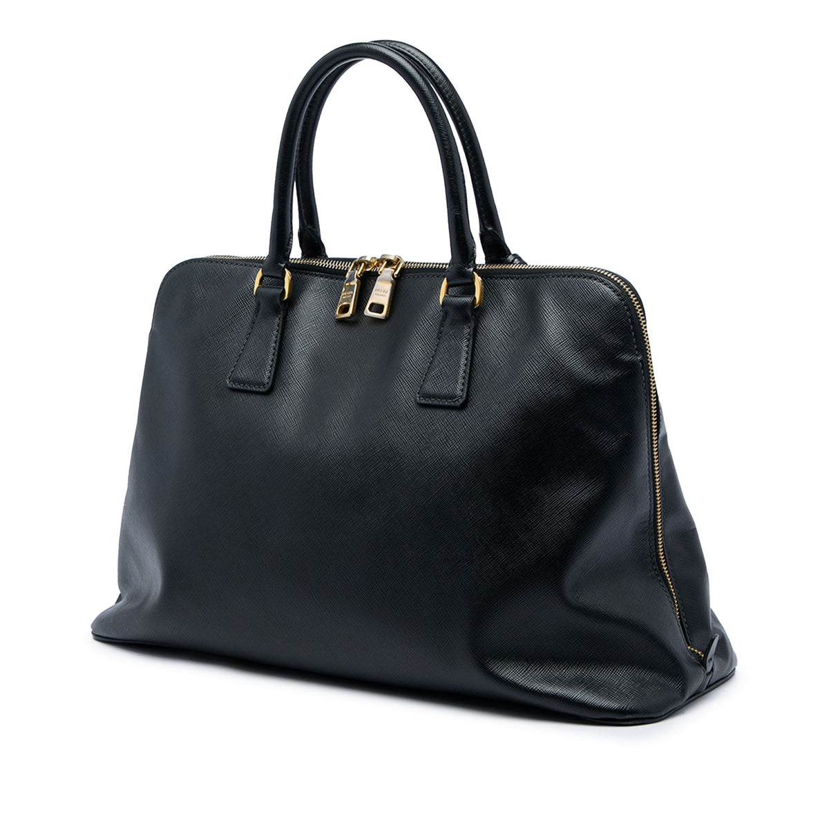 Prada Large Saffiano Lux Promenade Satchel — Black