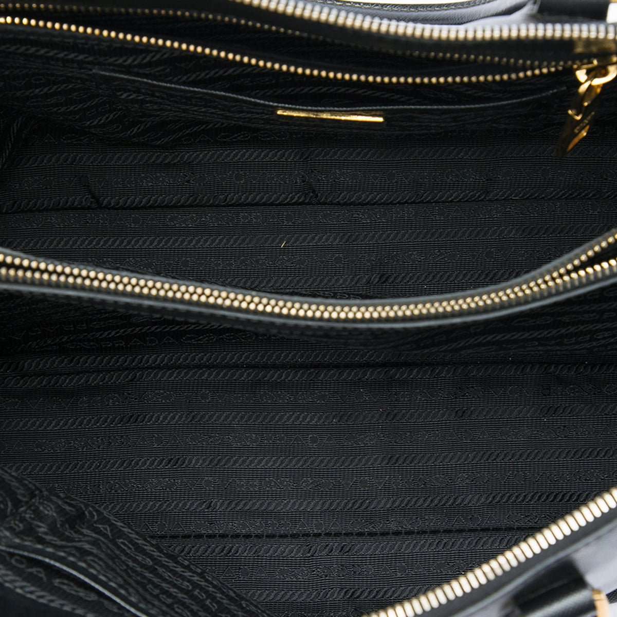 Prada Large Saffiano Lux Promenade Satchel — Black