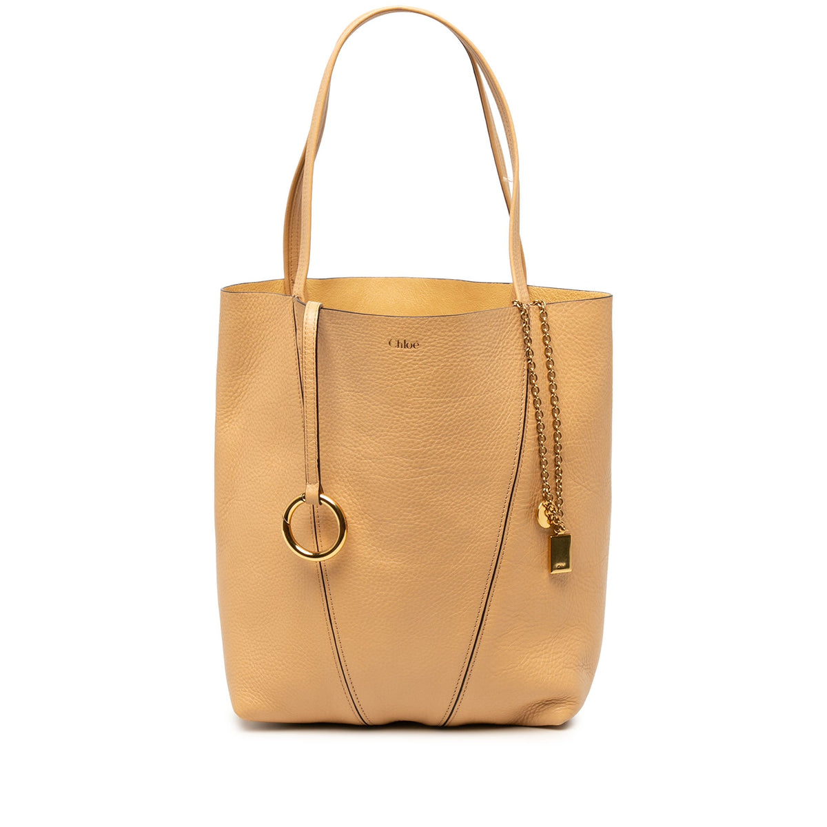 Chloé Grained Calfskin Spin Tote — Brown