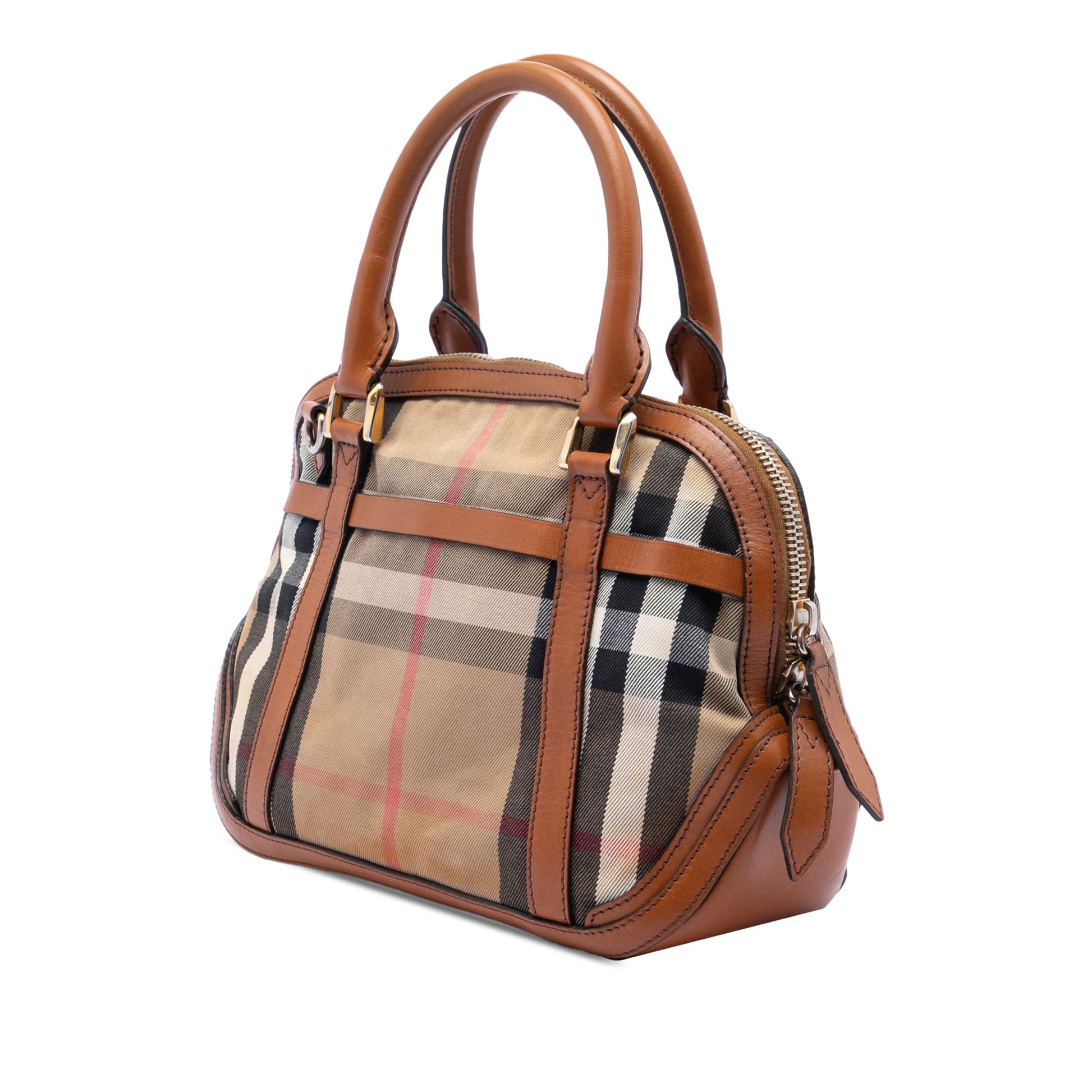 Burberry Small Leather Trimmed House Check Canvas Bridle Orchard Satchel