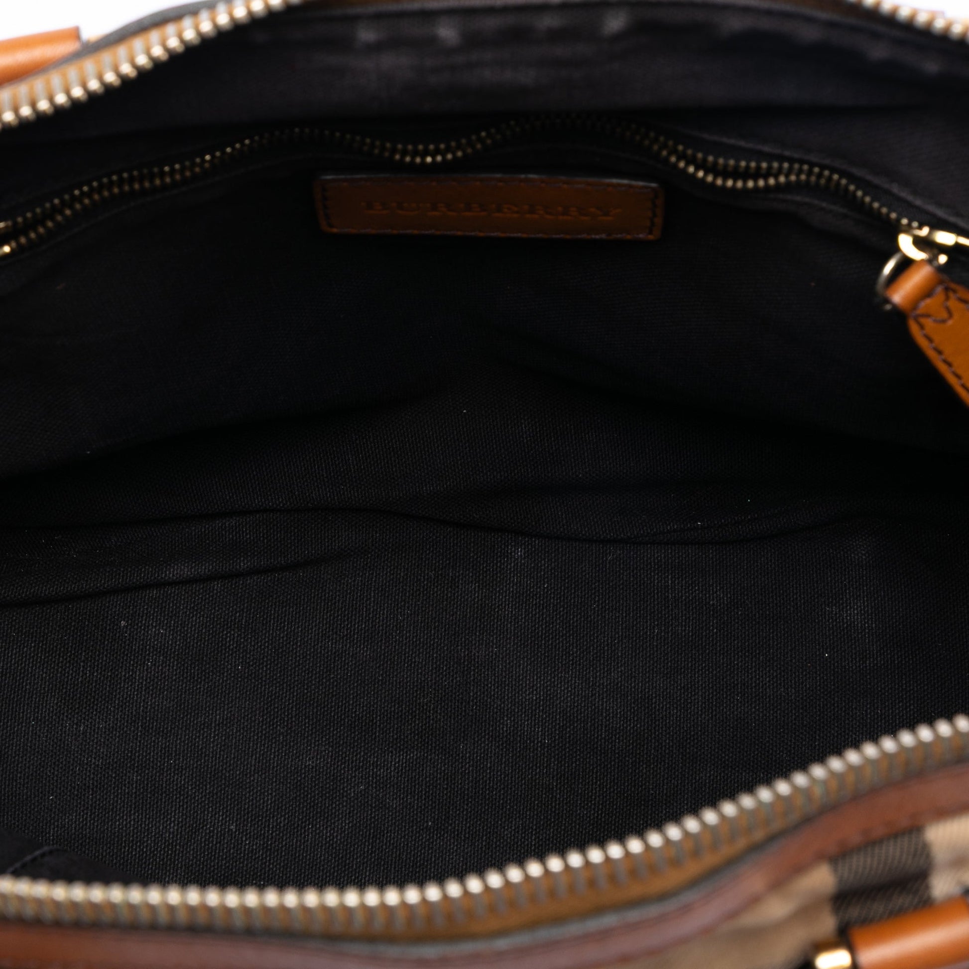 Burberry Small Leather Trimmed House Check Canvas Bridle Orchard Satchel