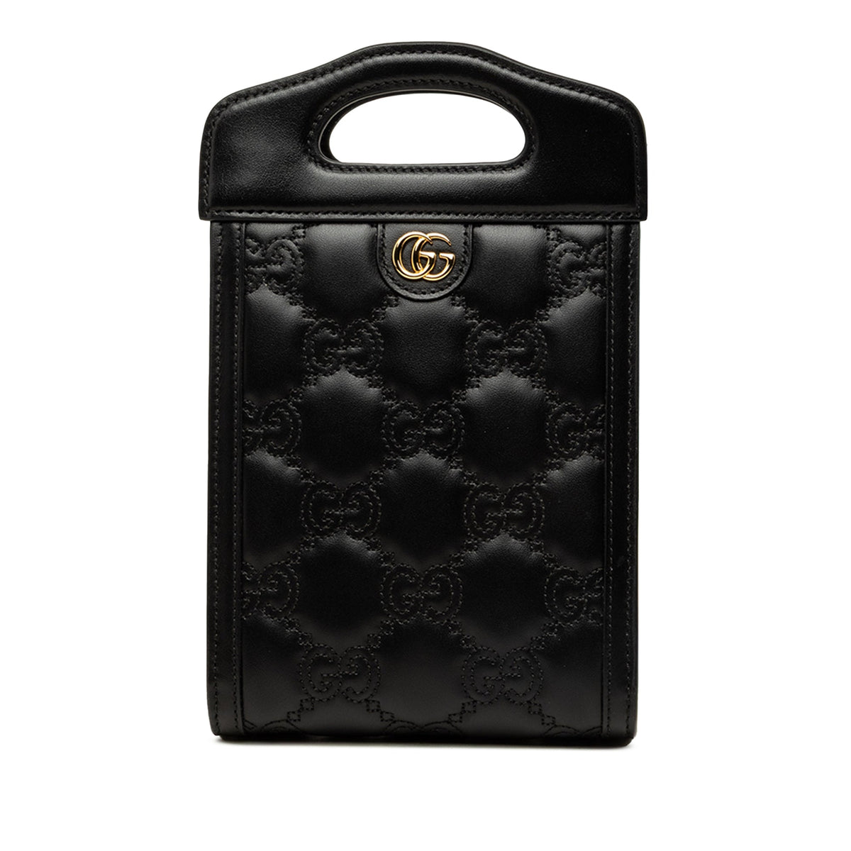 Gucci Mini GG Matelasse Calfskin Cut Out Handle Satchel — Black