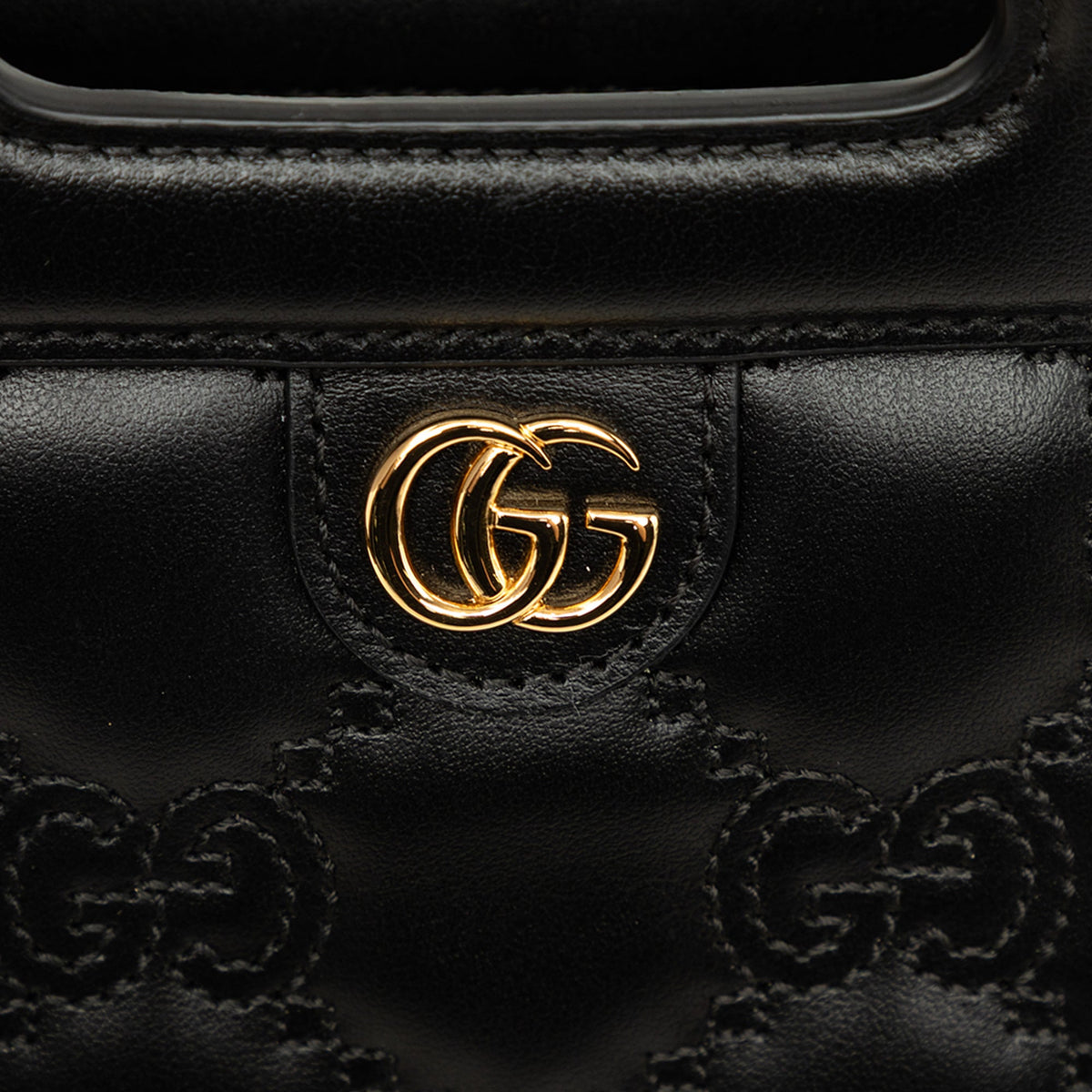 Gucci Mini GG Matelasse Calfskin Cut Out Handle Satchel — Black