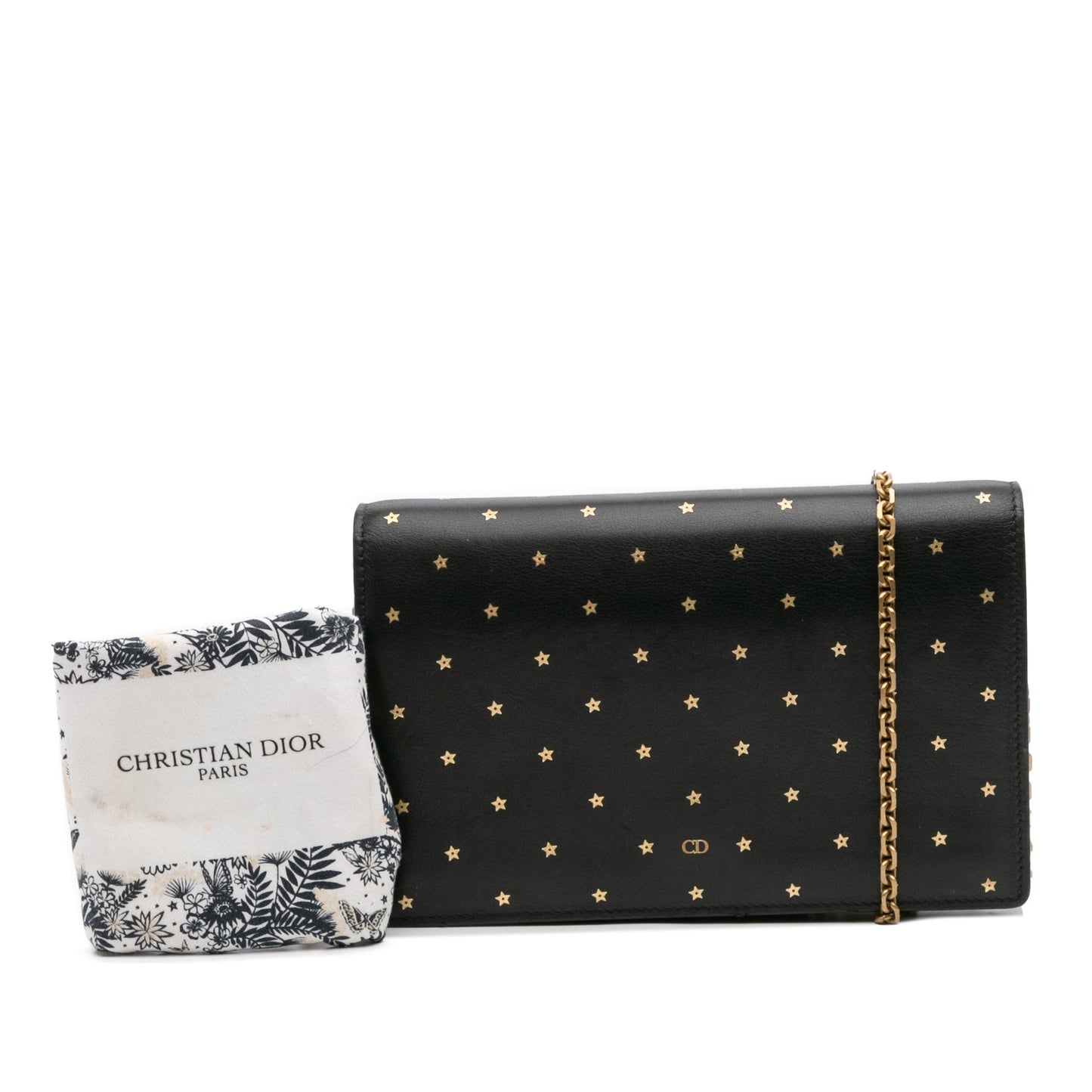 Dior Embossed Calfskin Stars Wallet on Chain