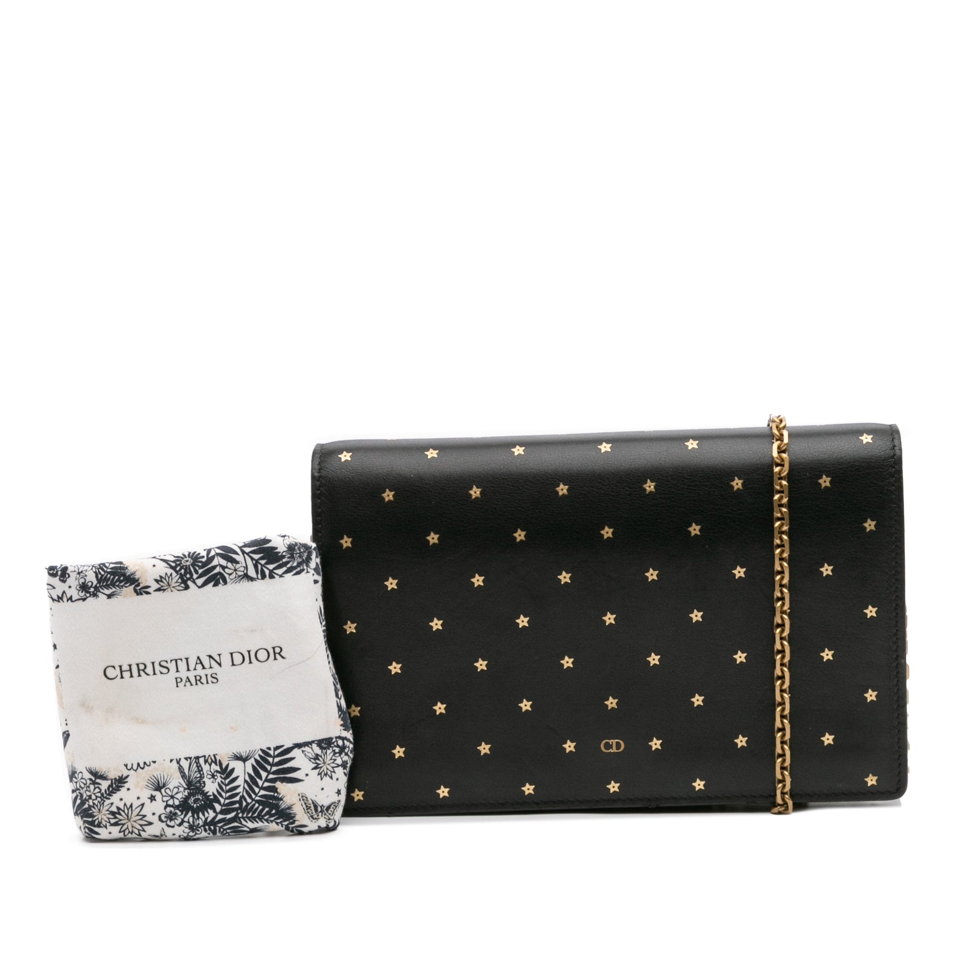 Dior Embossed Calfskin Stars Wallet on Chain