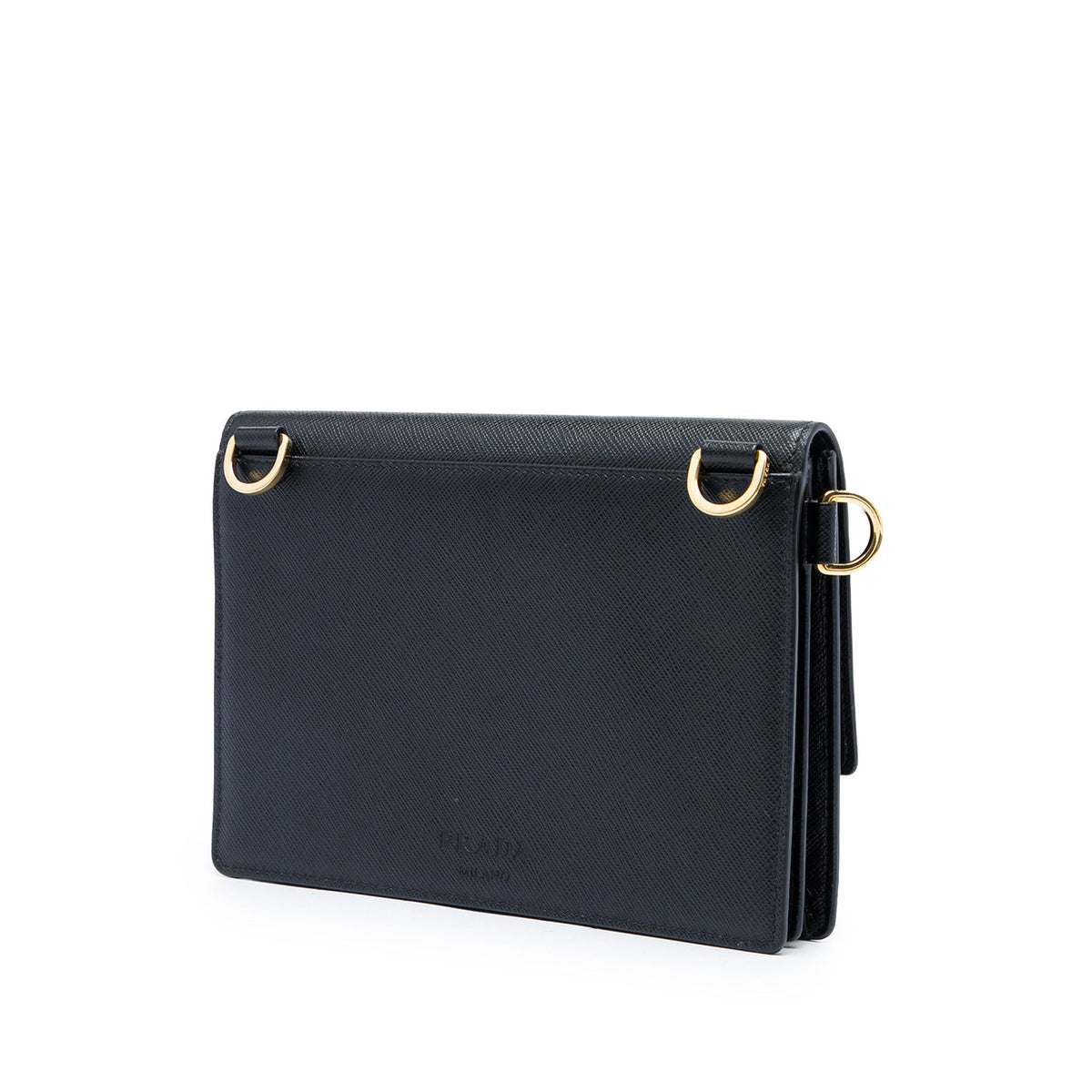 Prada Saffiano Heart Lock Crossbody — Black