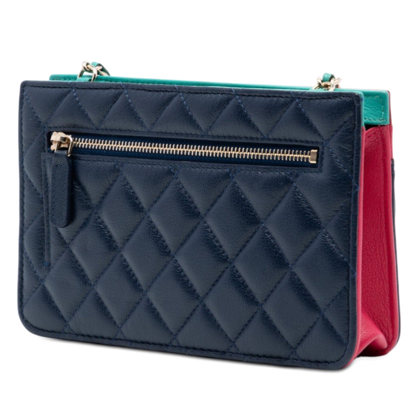 CC Tricolor Quilted Goatskin Multi Pocket Wallet On Chain