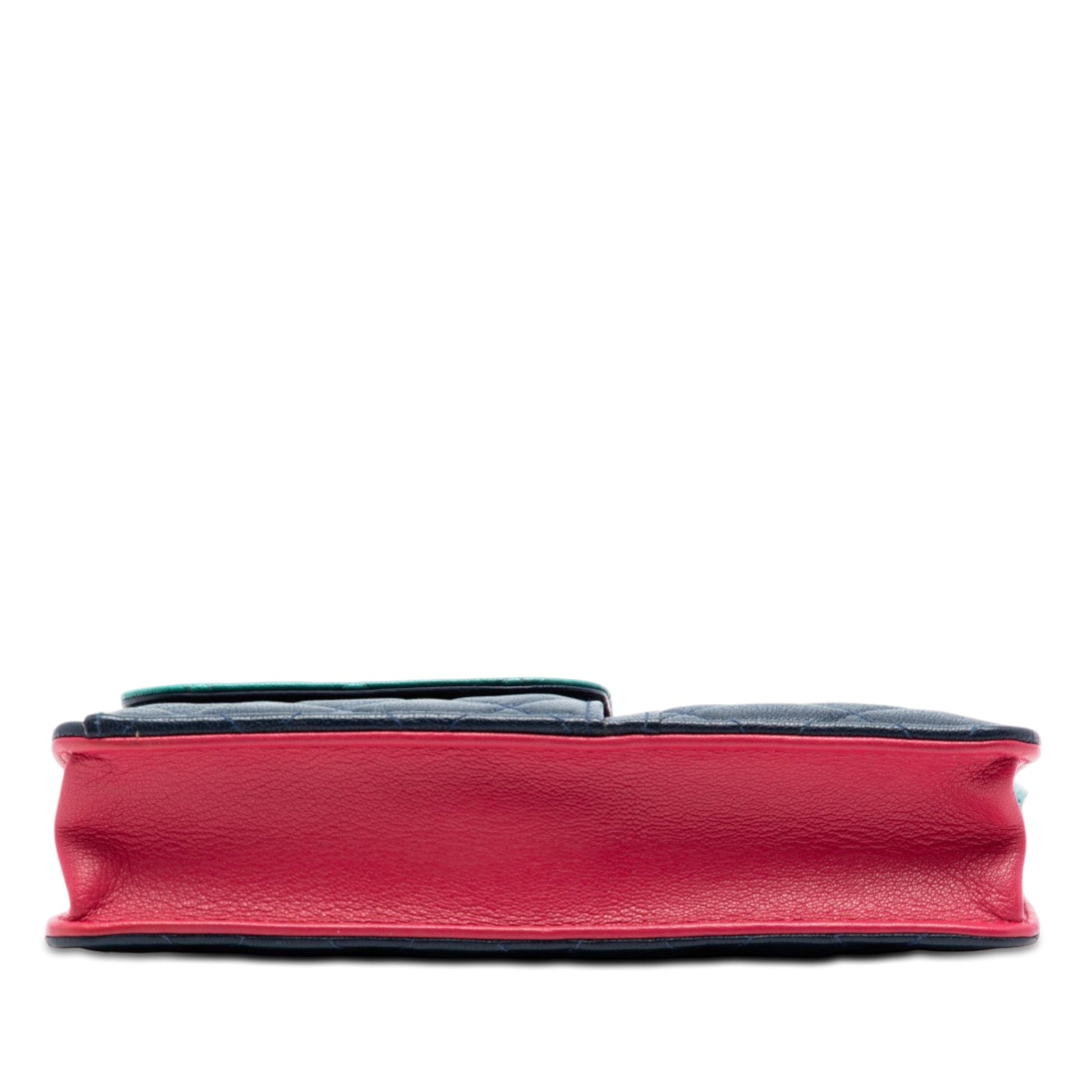 CC Tricolor Quilted Goatskin Multi Pocket Wallet On Chain
