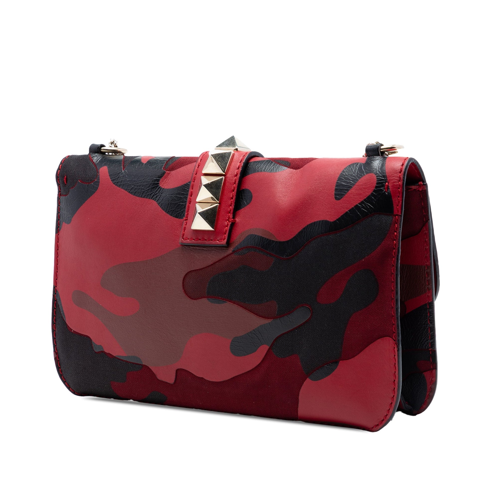 Valentino Medium Nappa and Canvas Camouflage Rockstud Glam Lock Crossbody