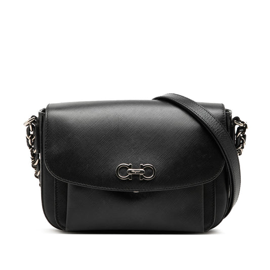 Ferragamo Small Leather Double Gancini Sandrine Shoulder Bag