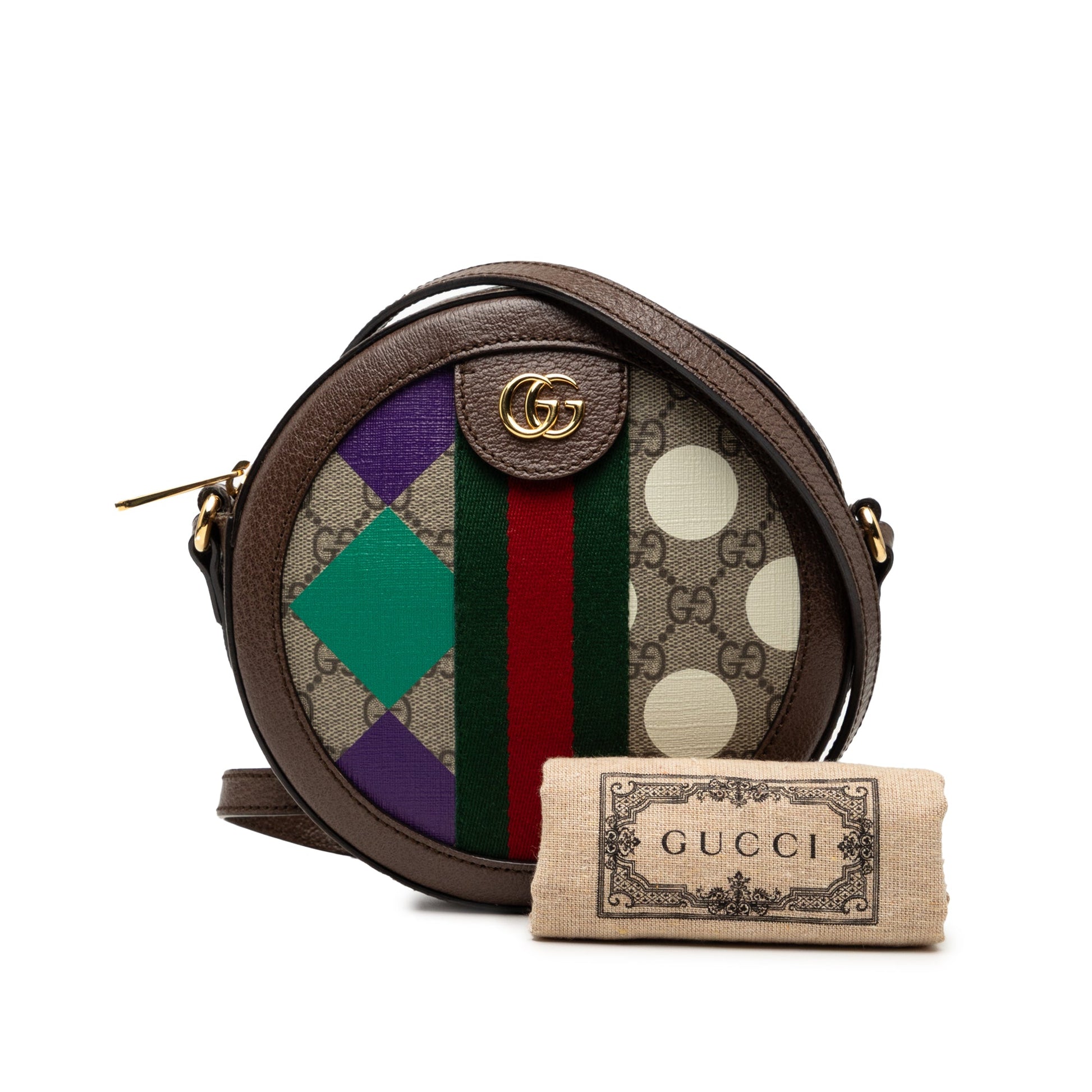 Gucci GG Supreme Web Ophidia Graphic Print Round Crossbody