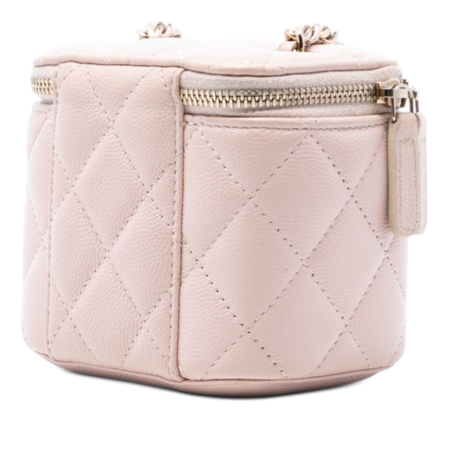 Mini CC Quilted Caviar Vanity Case with Chain