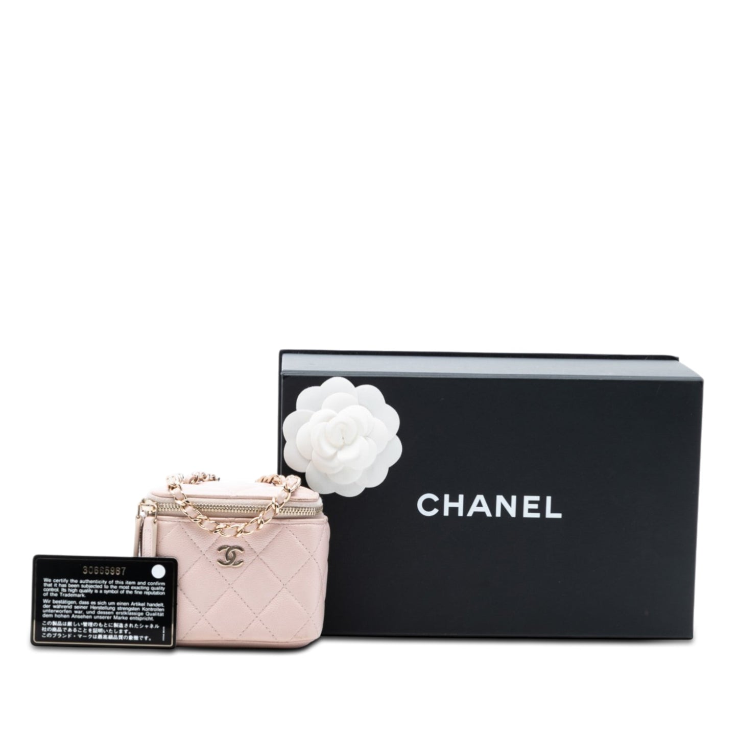 Mini CC Quilted Caviar Vanity Case with Chain