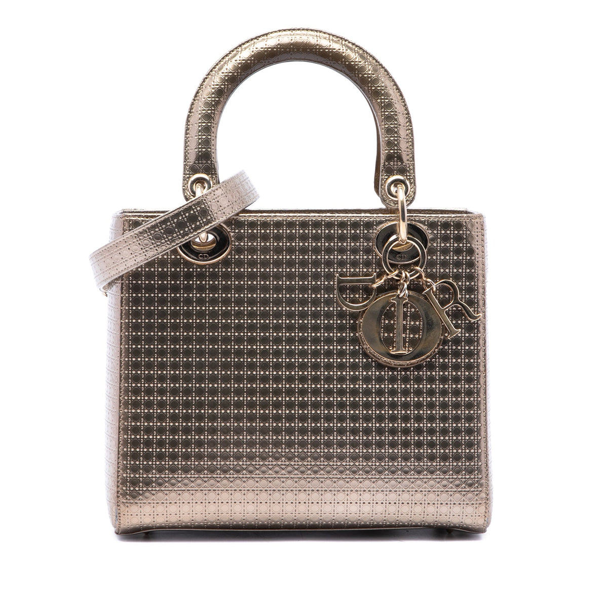 Dior Medium Metallic Patent Microcannage Lady Dior