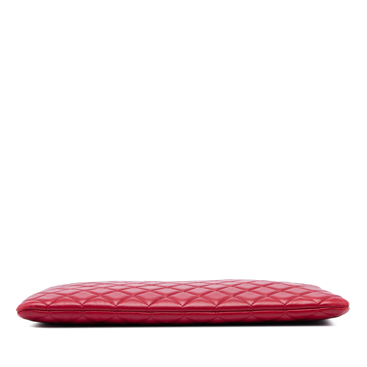 Chanel Large Quilted Lambskin O Case Clutch — Red
