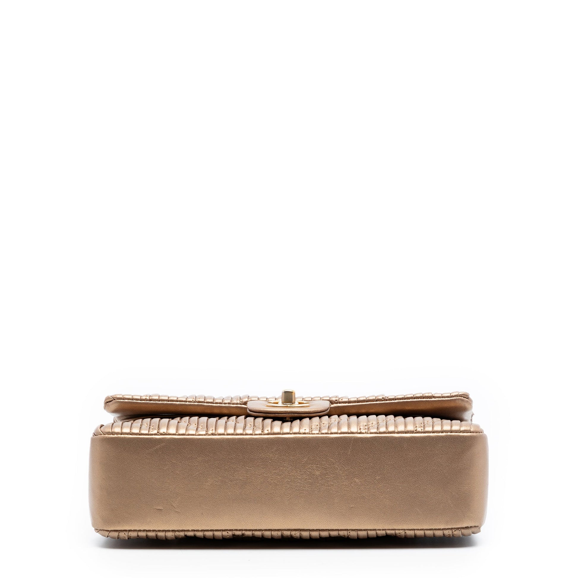Chanel Medium Classic Chevron Calfskin Pleated Double Flap