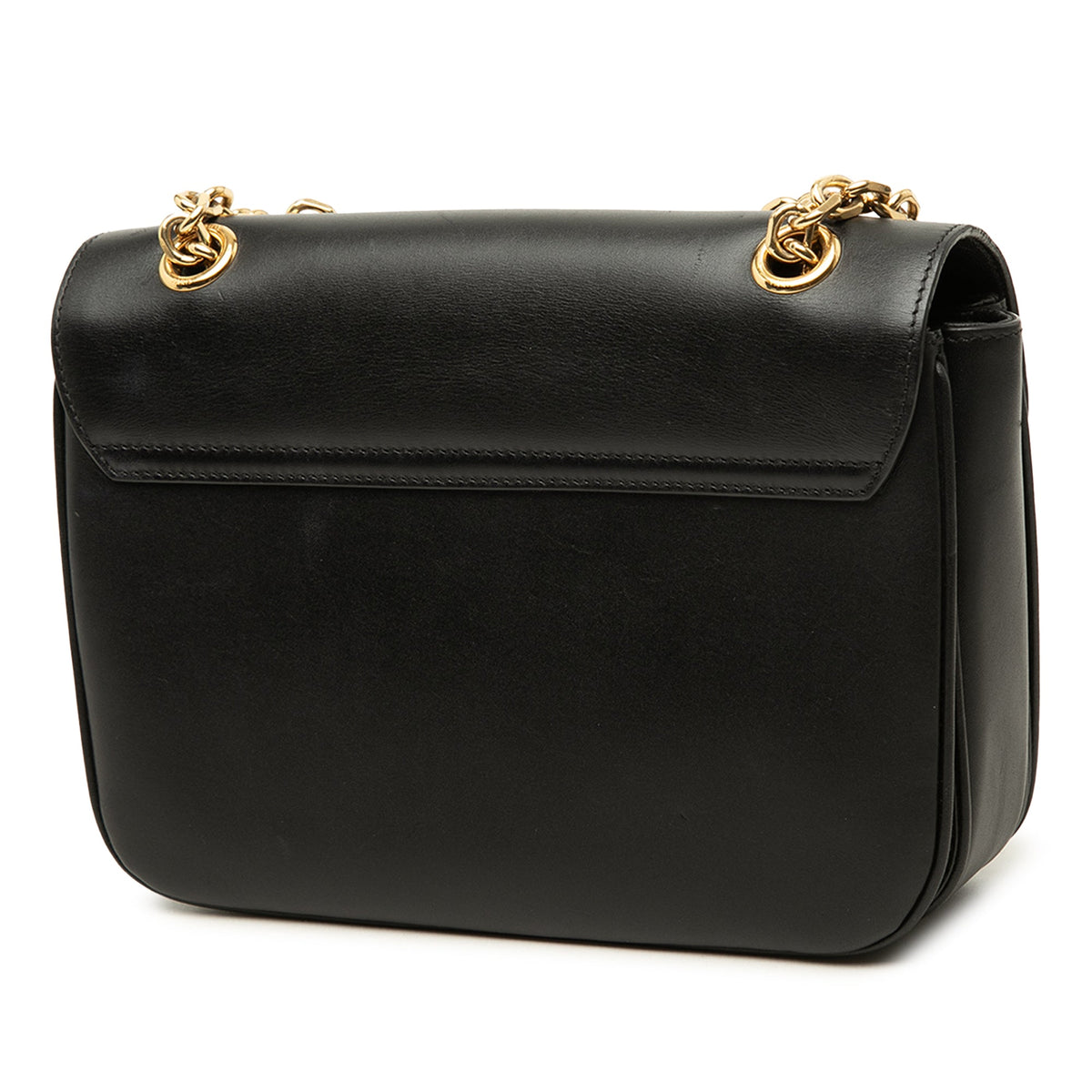 Celine Medium Shiny Calfskin C Shoulder Bag — Black